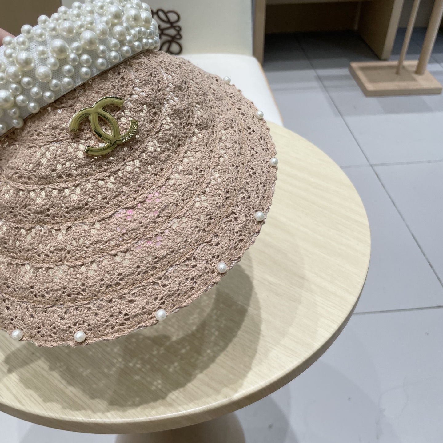  cahnel香奈儿仙女款海边度假蕾丝珍珠空顶防晒帽女名媛气质沙滩防紫外线太阳帽