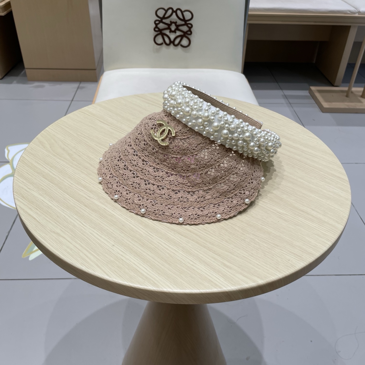  cahnel香奈儿仙女款海边度假蕾丝珍珠空顶防晒帽女名媛气质沙滩防紫外线太阳帽