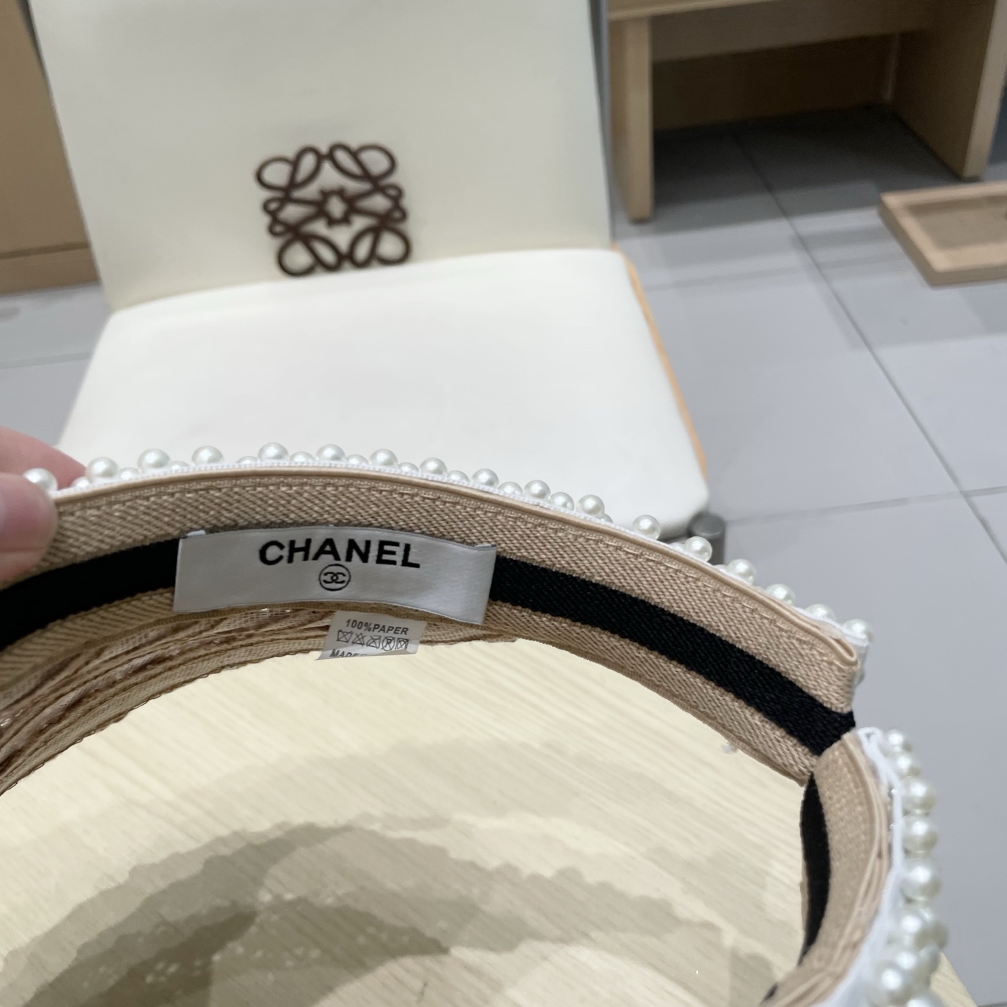  cahnel香奈儿仙女款海边度假蕾丝珍珠空顶防晒帽女名媛气质沙滩防紫外线太阳帽