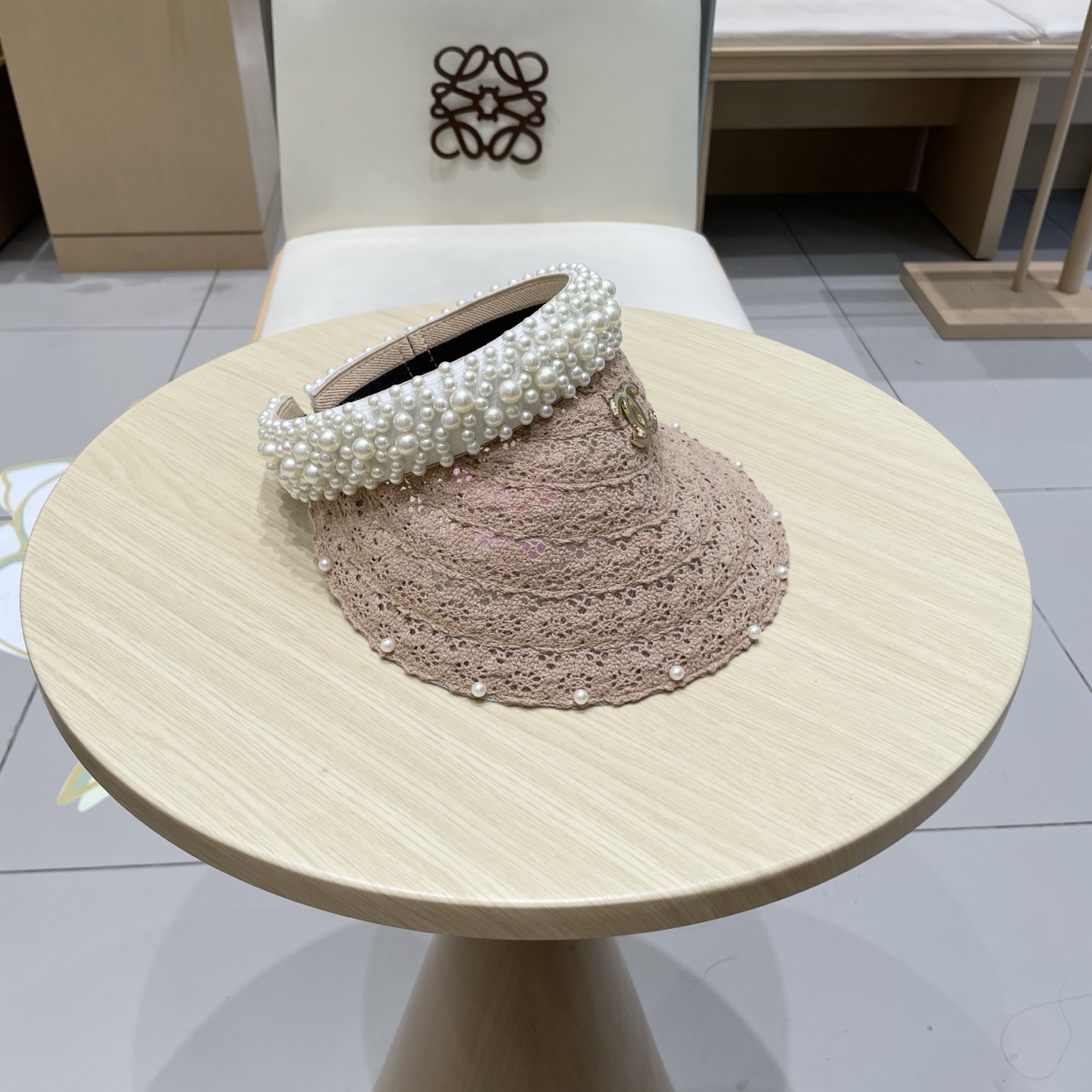  cahnel香奈儿仙女款海边度假蕾丝珍珠空顶防晒帽女名媛气质沙滩防紫外线太阳帽