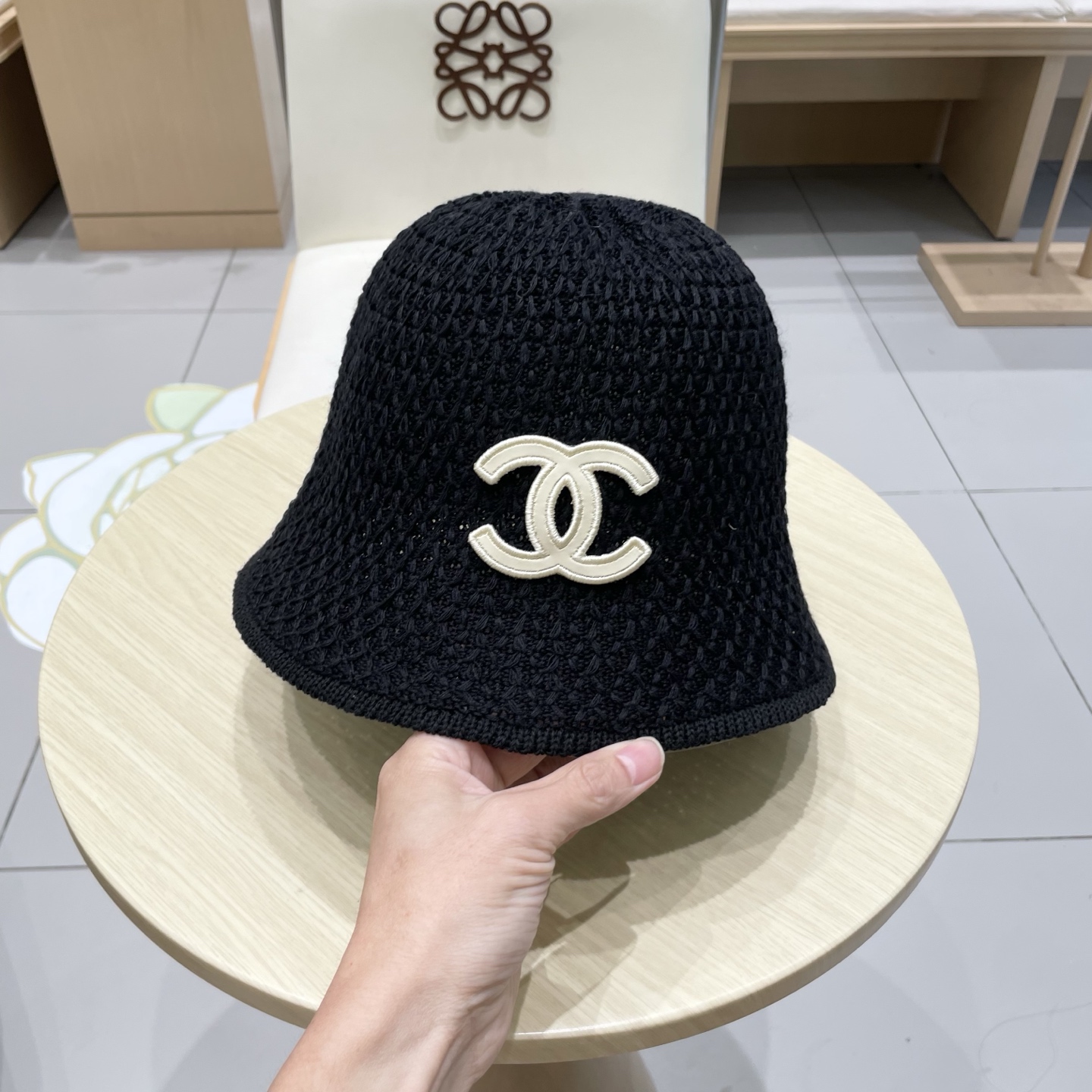 chanel香奈儿高品质日系百搭编织渔夫帽女显脸小透气太阳帽防晒洋气水桶草帽潮