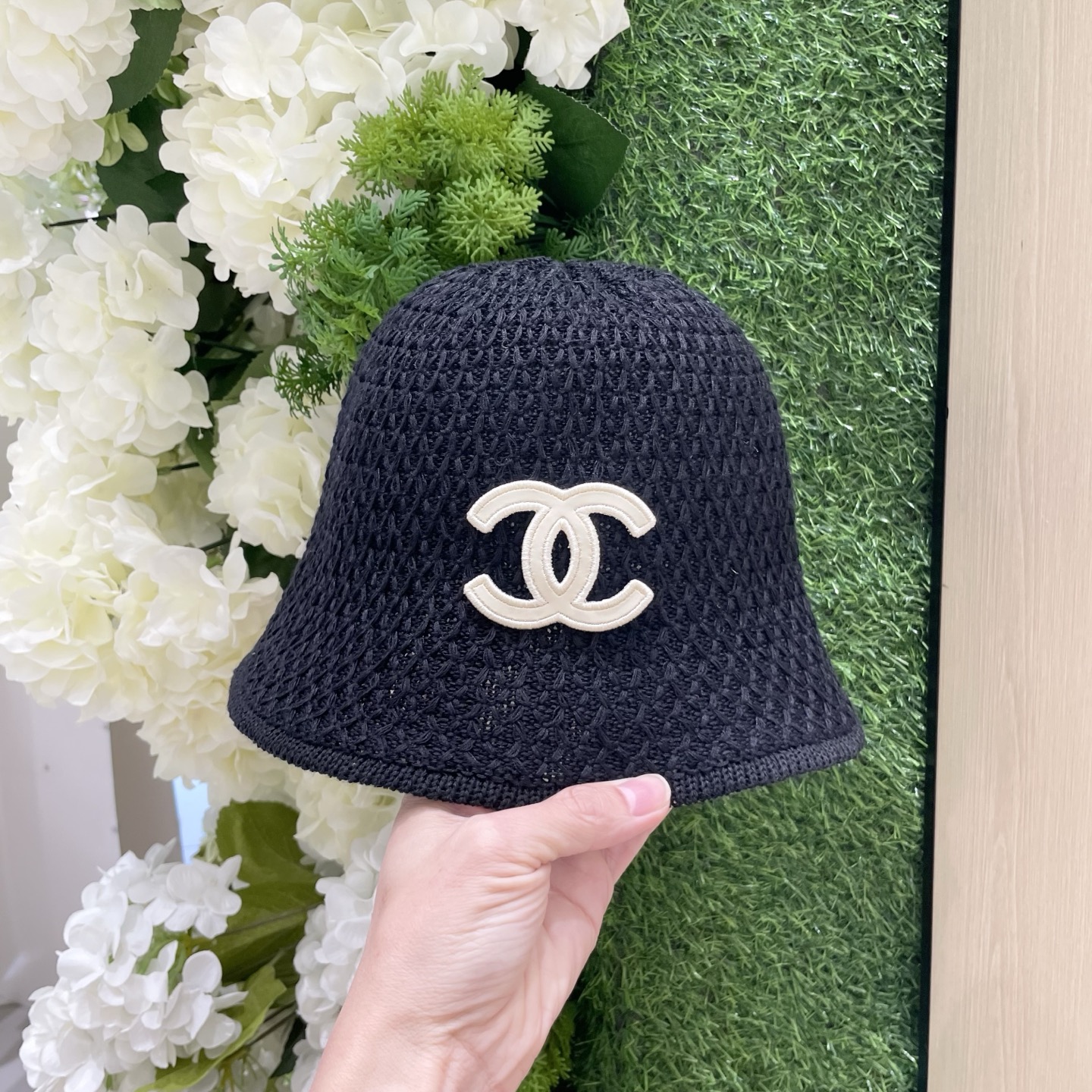 chanel香奈儿高品质日系百搭编织渔夫帽女显脸小透气太阳帽防晒洋气水桶草帽潮