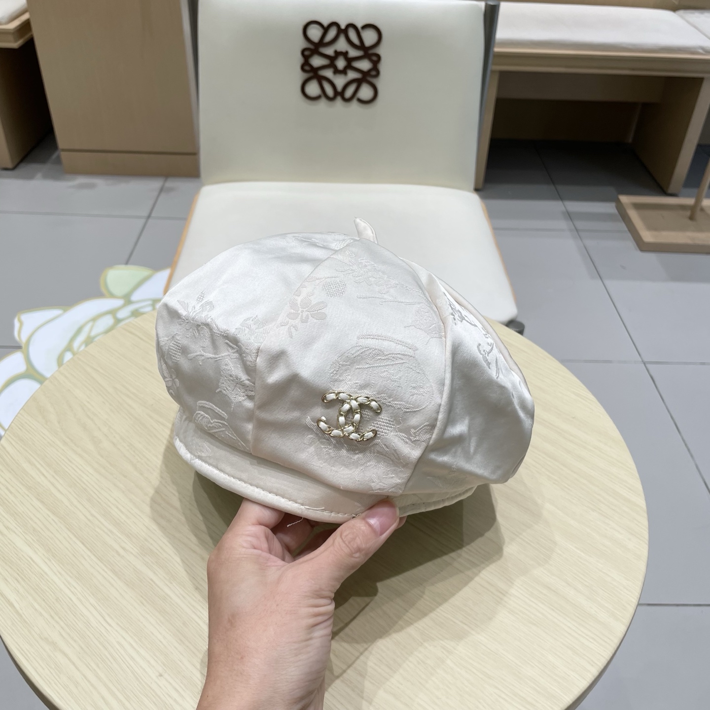  chanel香奈儿新中式国风提花贝雷帽大头围显脸小名媛春夏绸缎感八角帽