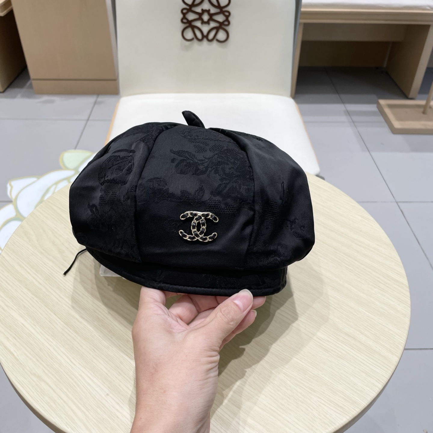  chanel香奈儿新中式国风提花贝雷帽大头围显脸小名媛春夏绸缎感八角帽