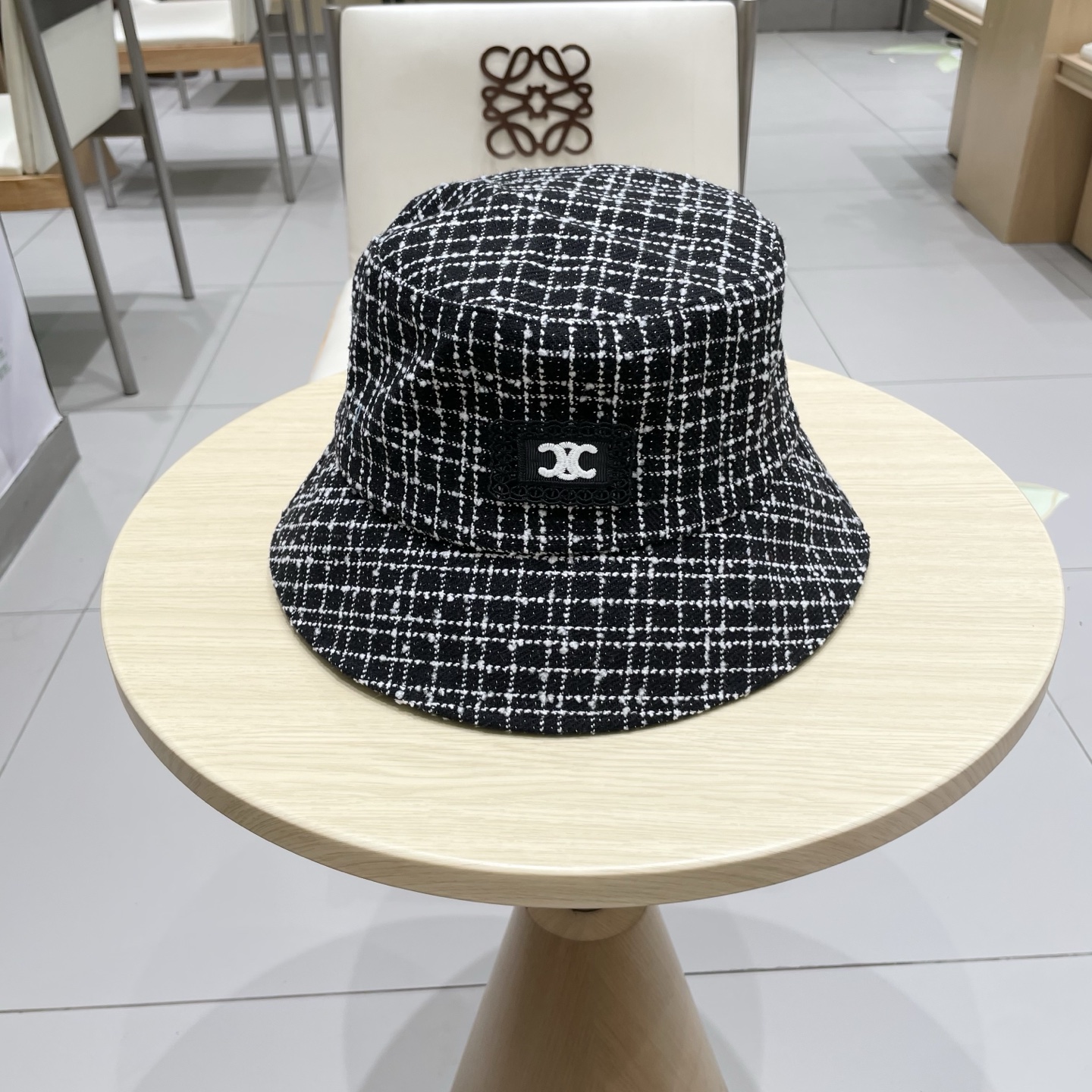  塞琳celine2025秋季新款小香风格纹厚实渔夫帽百搭遮阳显脸小气质淑女盆帽女