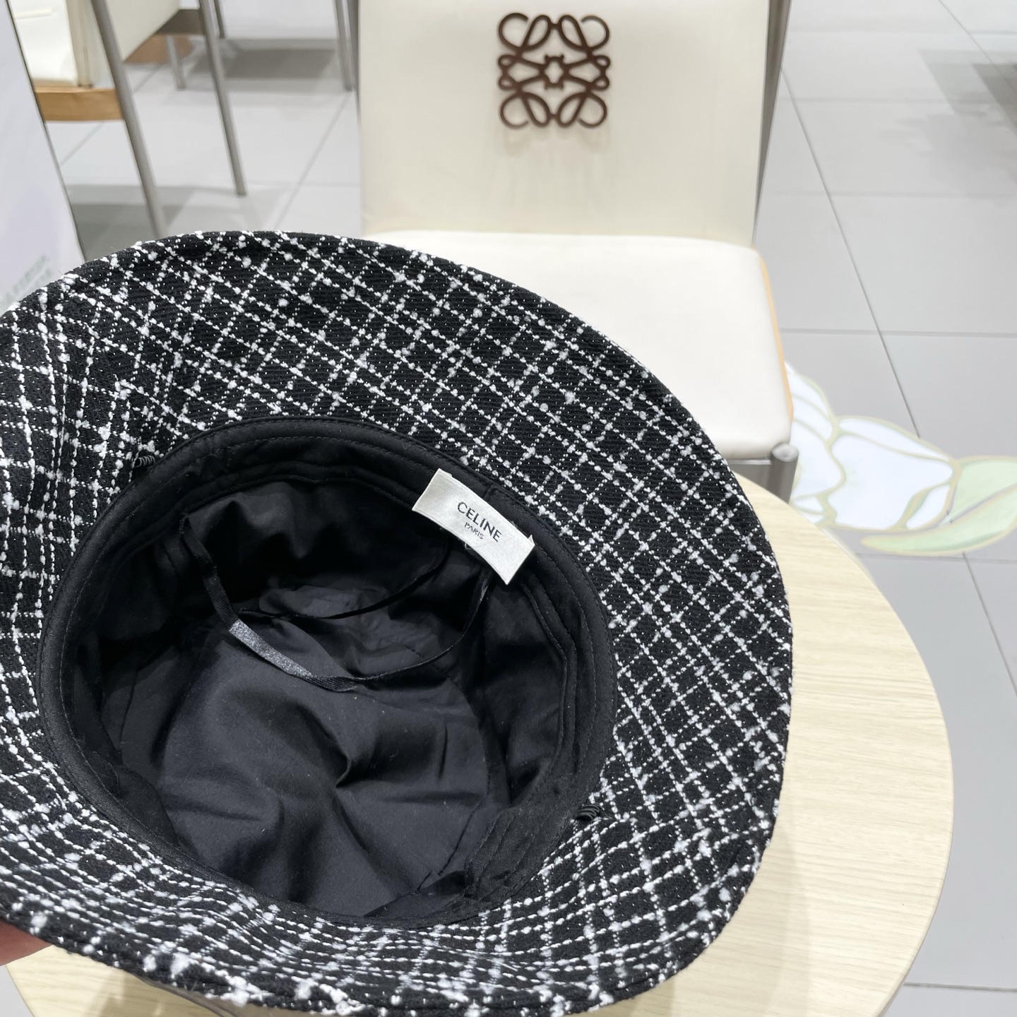  塞琳celine2025秋季新款小香风格纹厚实渔夫帽百搭遮阳显脸小气质淑女盆帽女