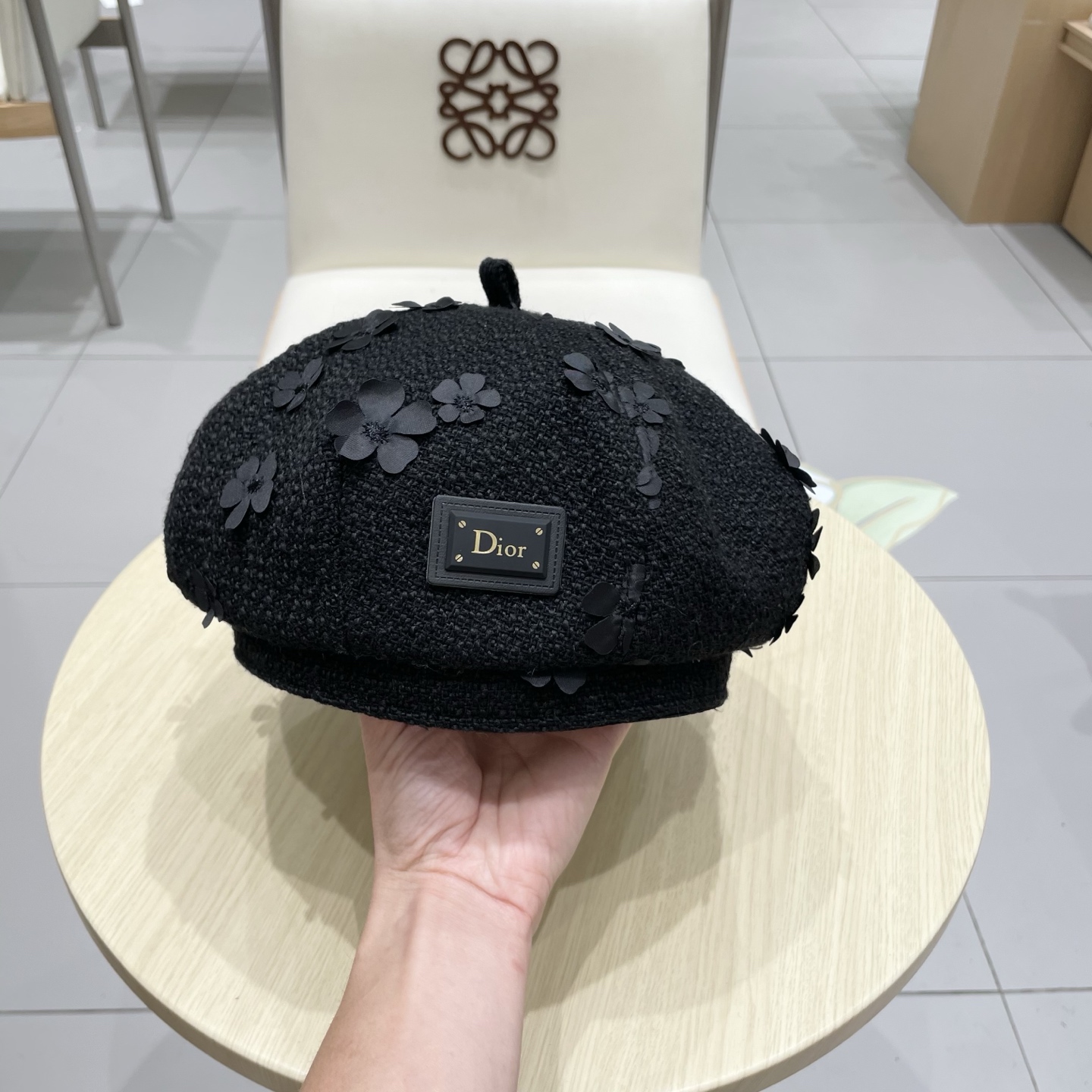  DIOR迪奥2025秋冬季新款纯色花朵贝雷帽子女ins时尚百搭气质显脸小蓓蕾帽