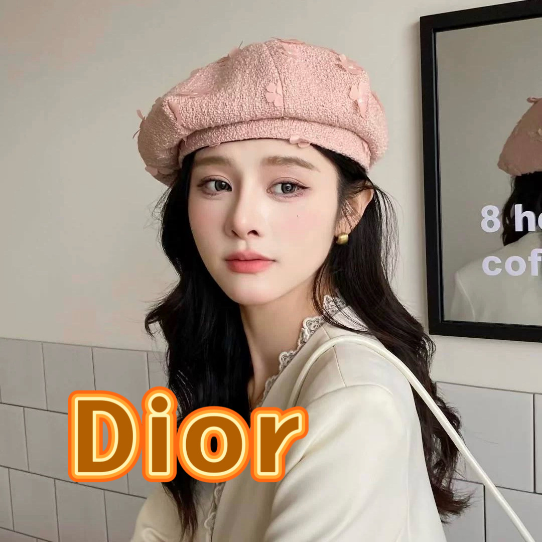  DIOR迪奥2025秋冬季新款纯色花朵贝雷帽子女ins时尚百搭气质显脸小蓓蕾帽
