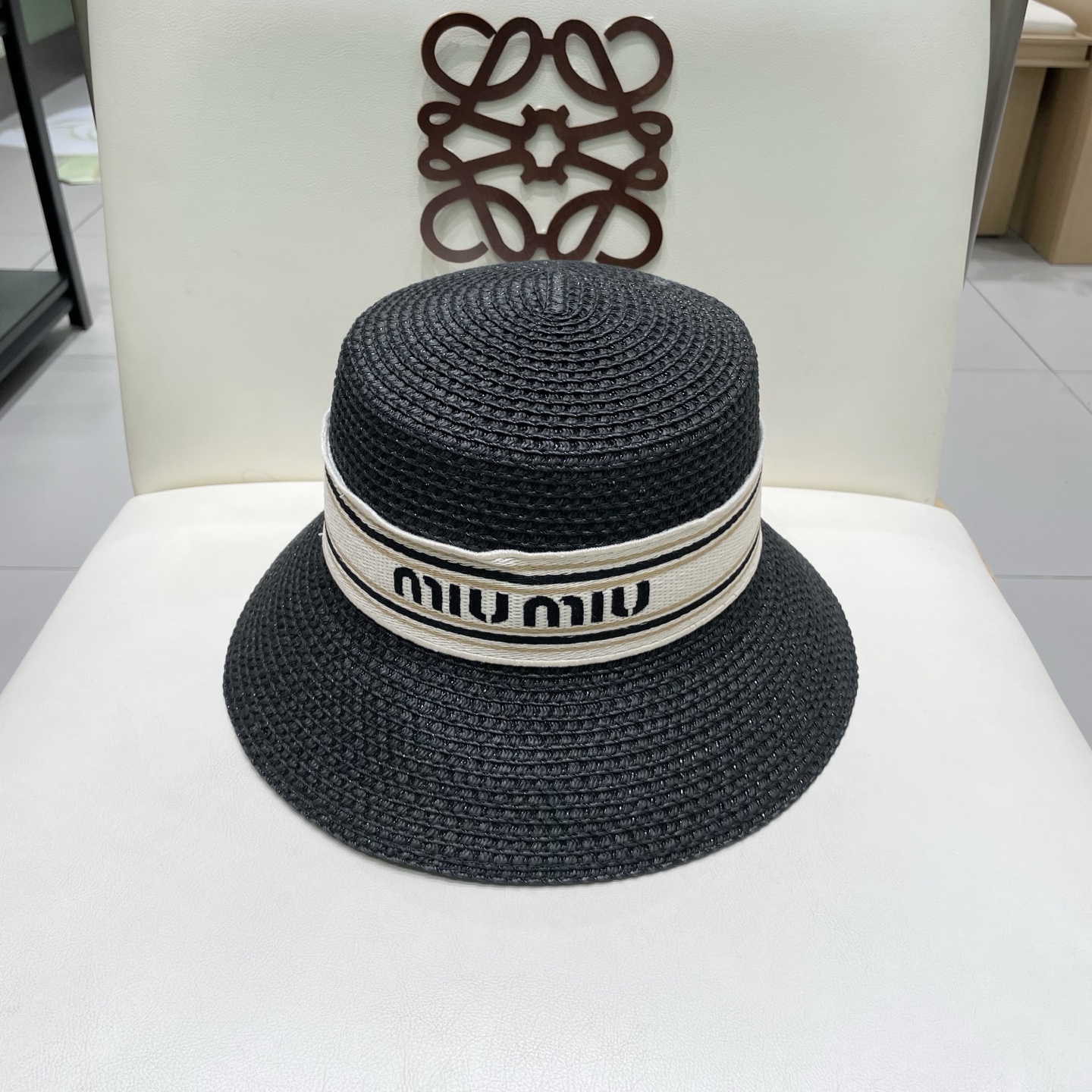  miumiu缪缪新款水桶遮阳帽，遮阳草帽，头围57cm