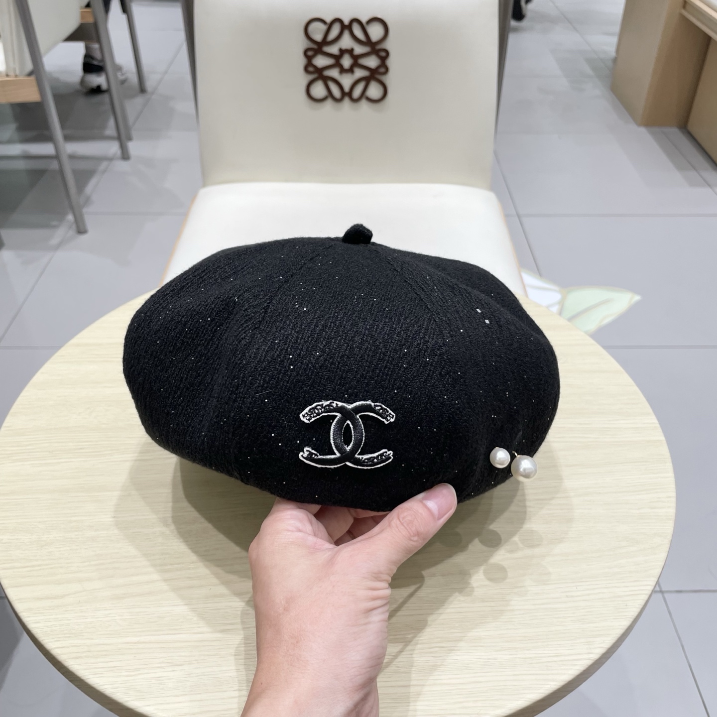  chanel香奈儿珍珠气质贝雷帽女秋冬款透气百搭复古时尚画家帽