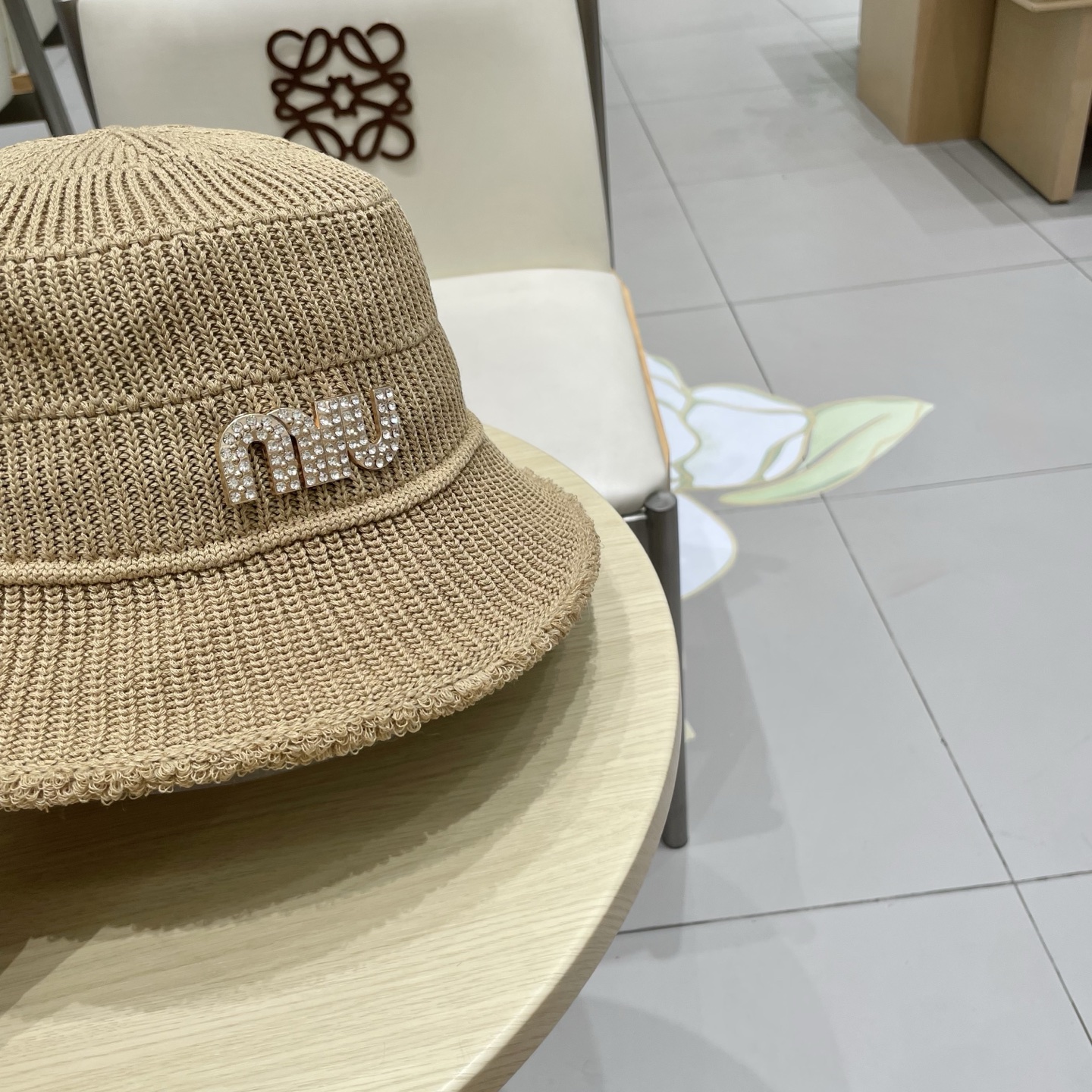  缪缪miumiu针织渔夫帽2025新款女秋冬季保暖大头围毛线盆帽高级感水桶帽子