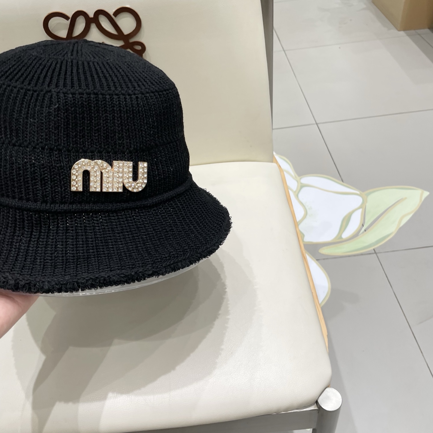  缪缪miumiu针织渔夫帽2025新款女秋冬季保暖大头围毛线盆帽高级感水桶帽子