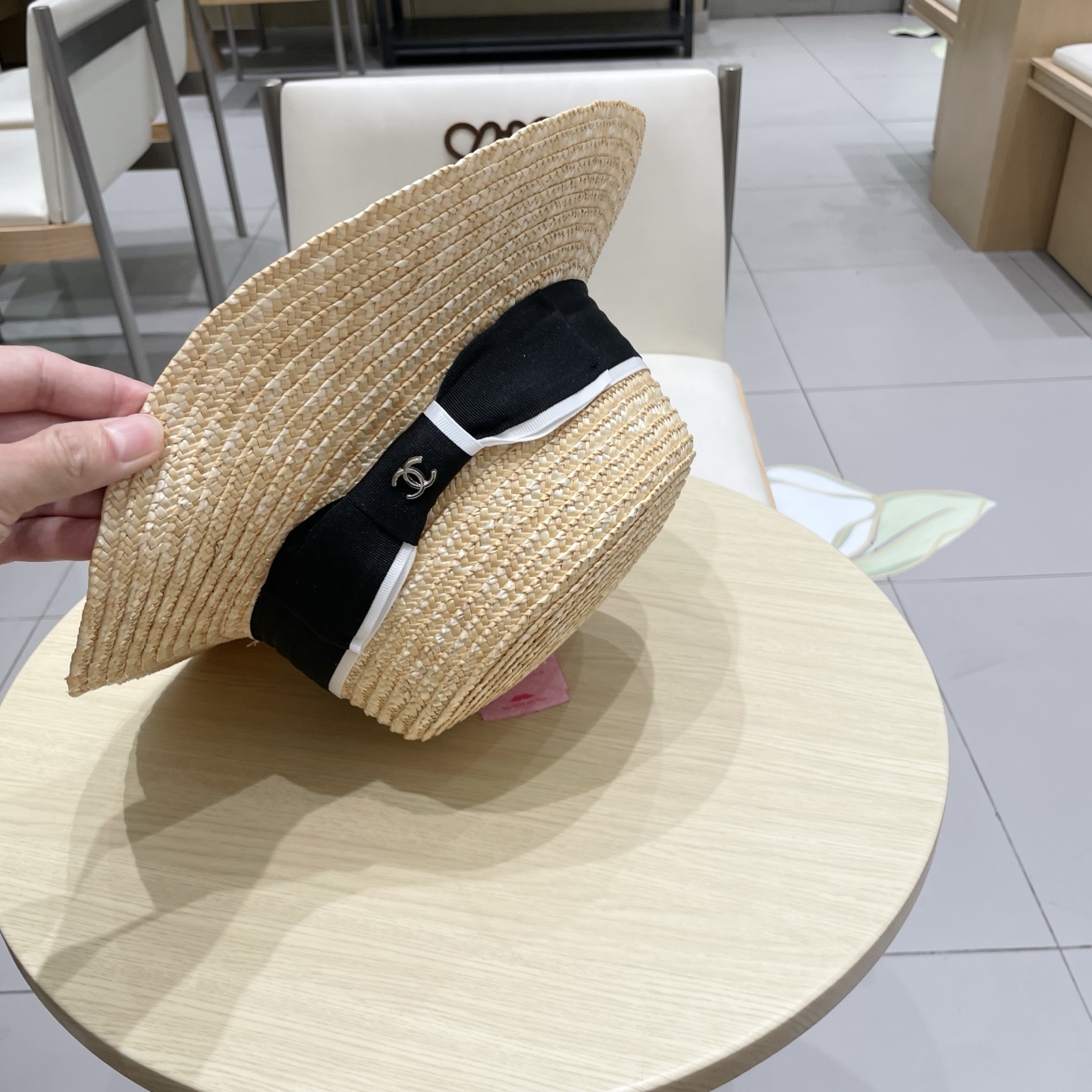  chanel香奈儿麦秆草帽平顶沙滩夏天海边出游防晒遮阳帽夏季百搭时尚度假渔夫帽