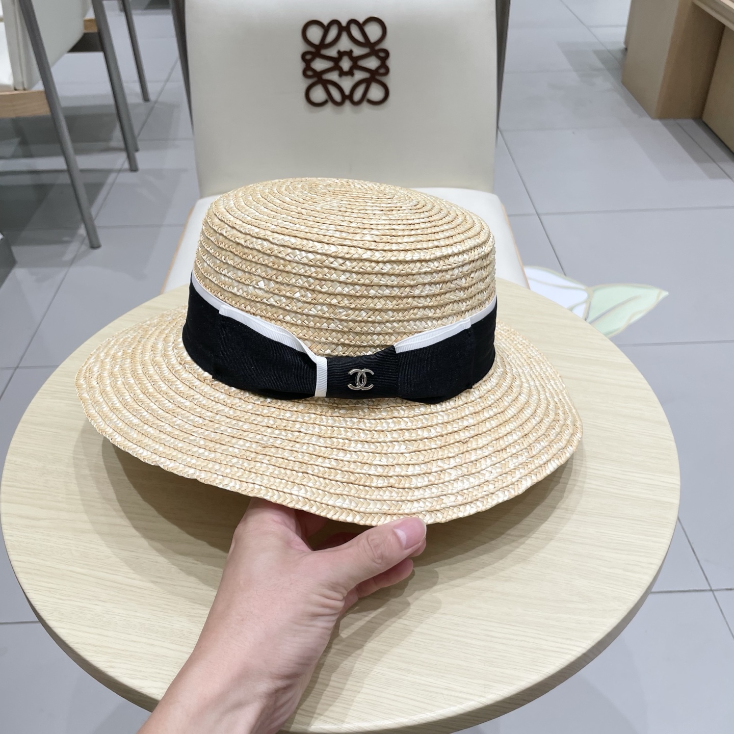  chanel香奈儿麦秆草帽平顶沙滩夏天海边出游防晒遮阳帽夏季百搭时尚度假渔夫帽