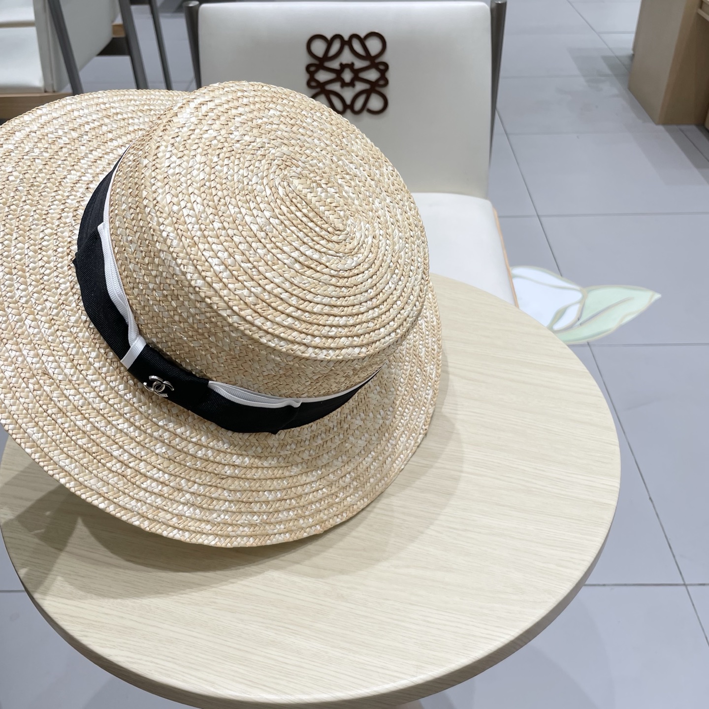  chanel香奈儿麦秆草帽平顶沙滩夏天海边出游防晒遮阳帽夏季百搭时尚度假渔夫帽