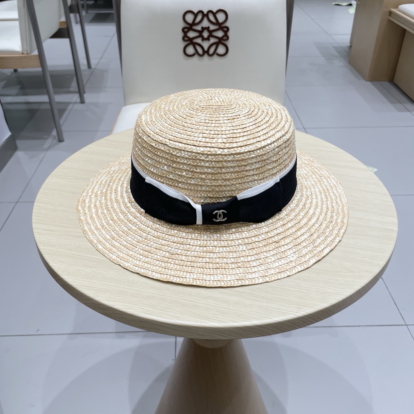  chanel香奈儿麦秆草帽平顶沙滩夏天海边出游防晒遮阳帽夏季百搭时尚度假渔夫帽