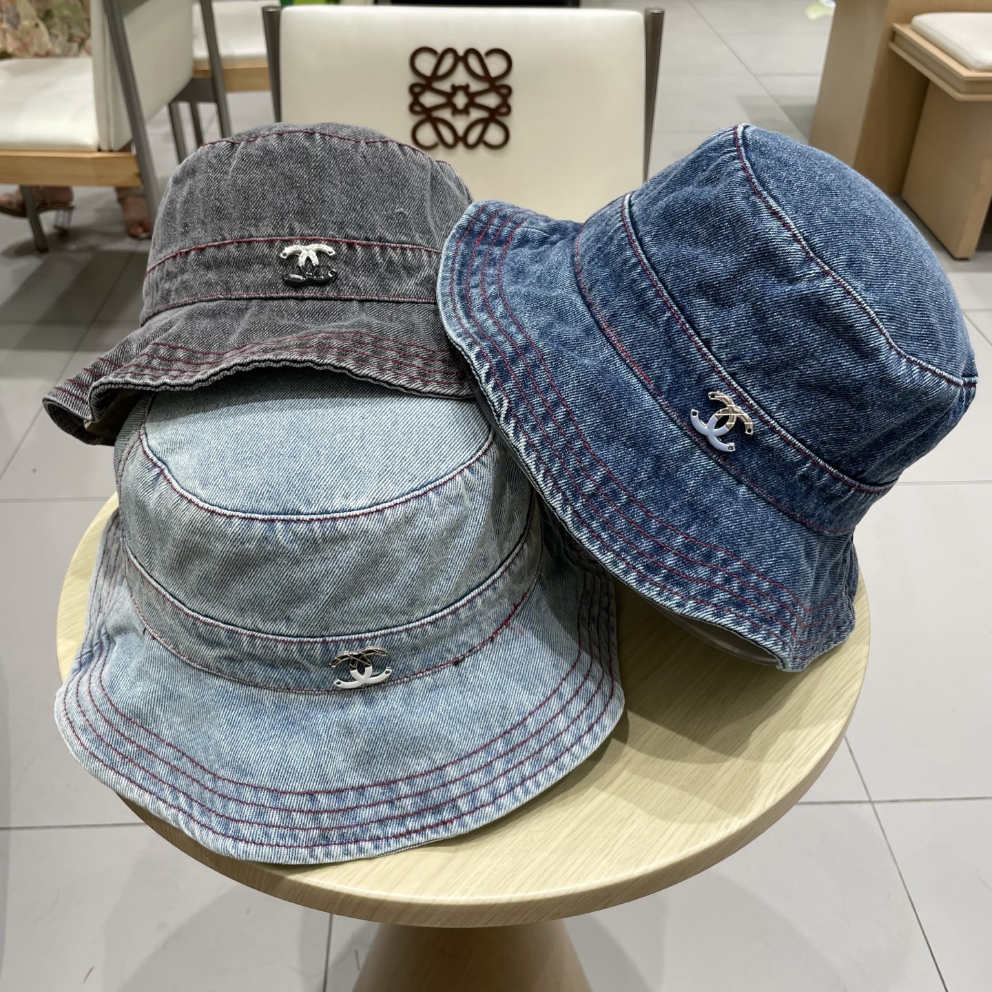  chanel香奈儿蓝色牛仔登山帽渔夫帽女夏季新款大头围防晒帽遮阳帽户外百搭盆帽