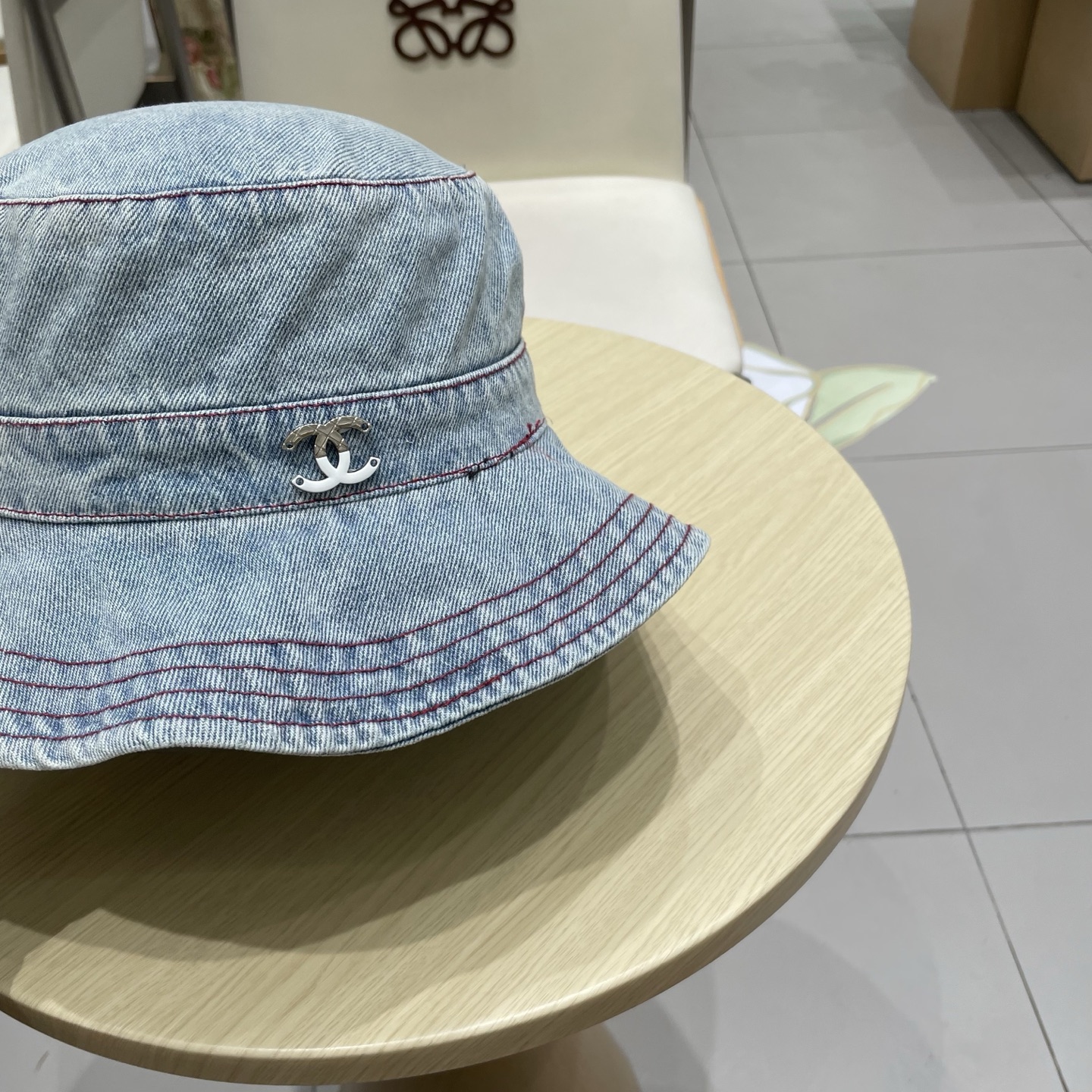  chanel香奈儿蓝色牛仔登山帽渔夫帽女夏季新款大头围防晒帽遮阳帽户外百搭盆帽