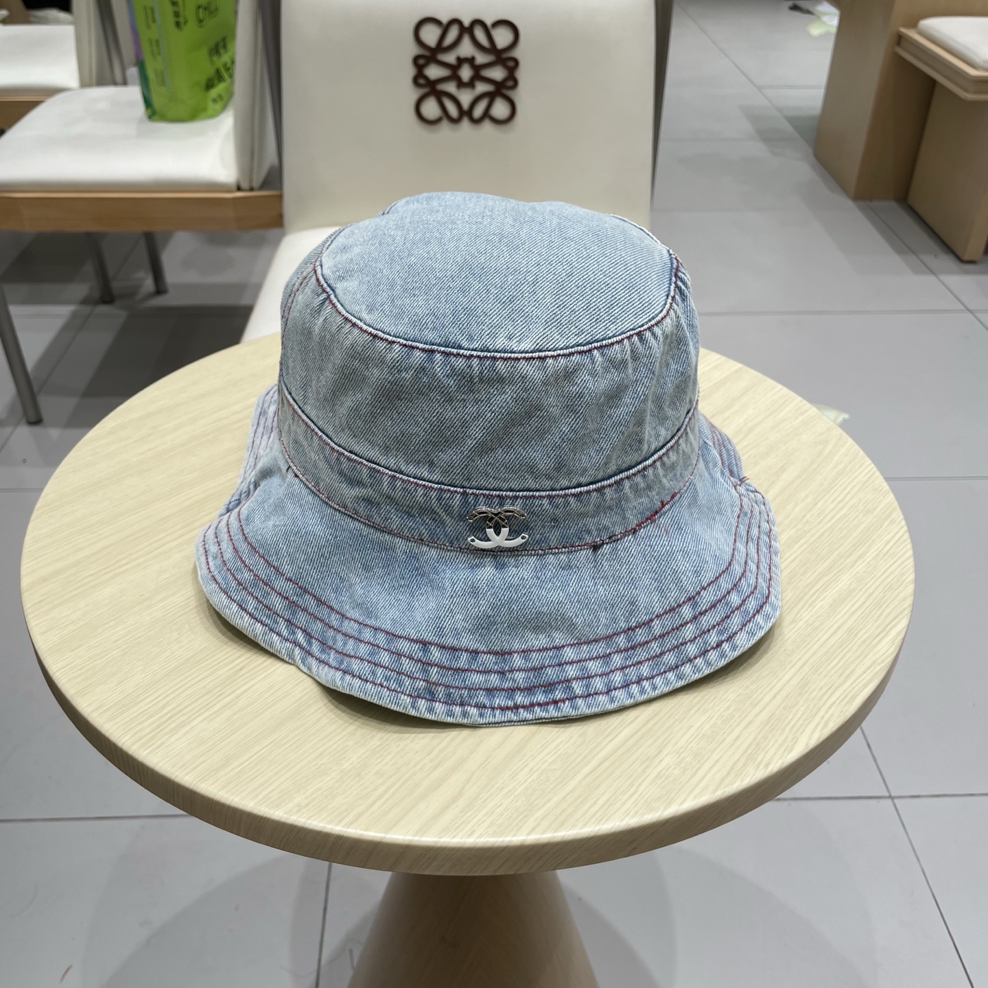  chanel香奈儿蓝色牛仔登山帽渔夫帽女夏季新款大头围防晒帽遮阳帽户外百搭盆帽