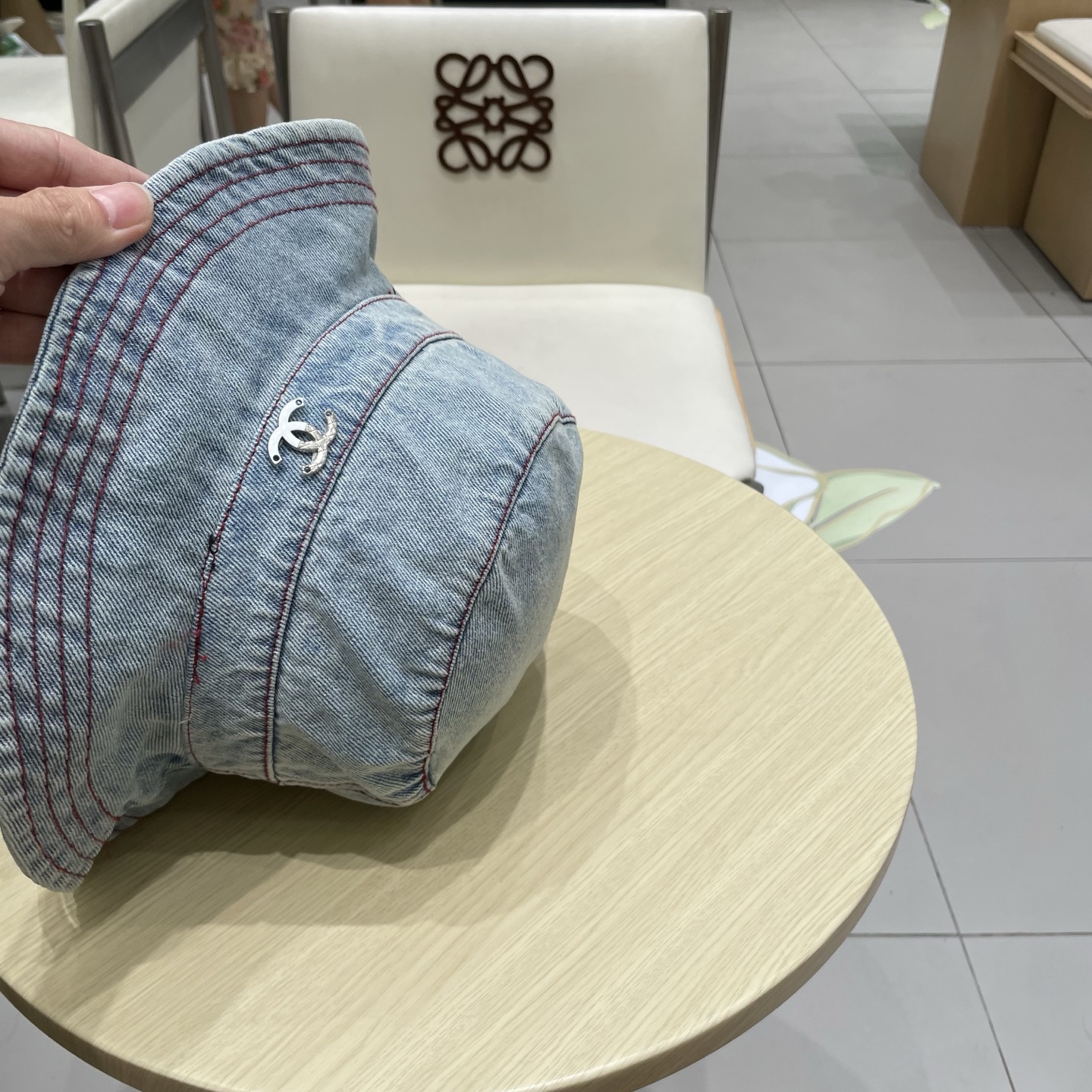  chanel香奈儿蓝色牛仔登山帽渔夫帽女夏季新款大头围防晒帽遮阳帽户外百搭盆帽