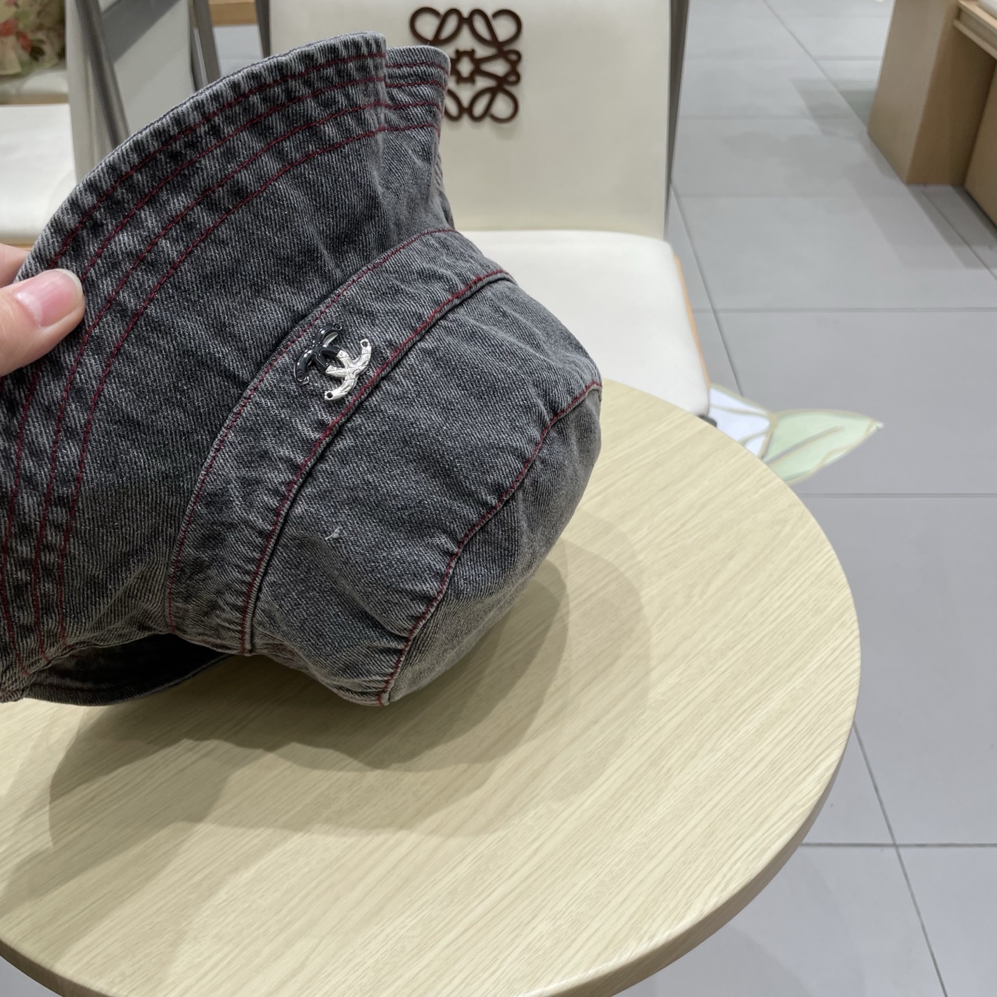  chanel香奈儿蓝色牛仔登山帽渔夫帽女夏季新款大头围防晒帽遮阳帽户外百搭盆帽