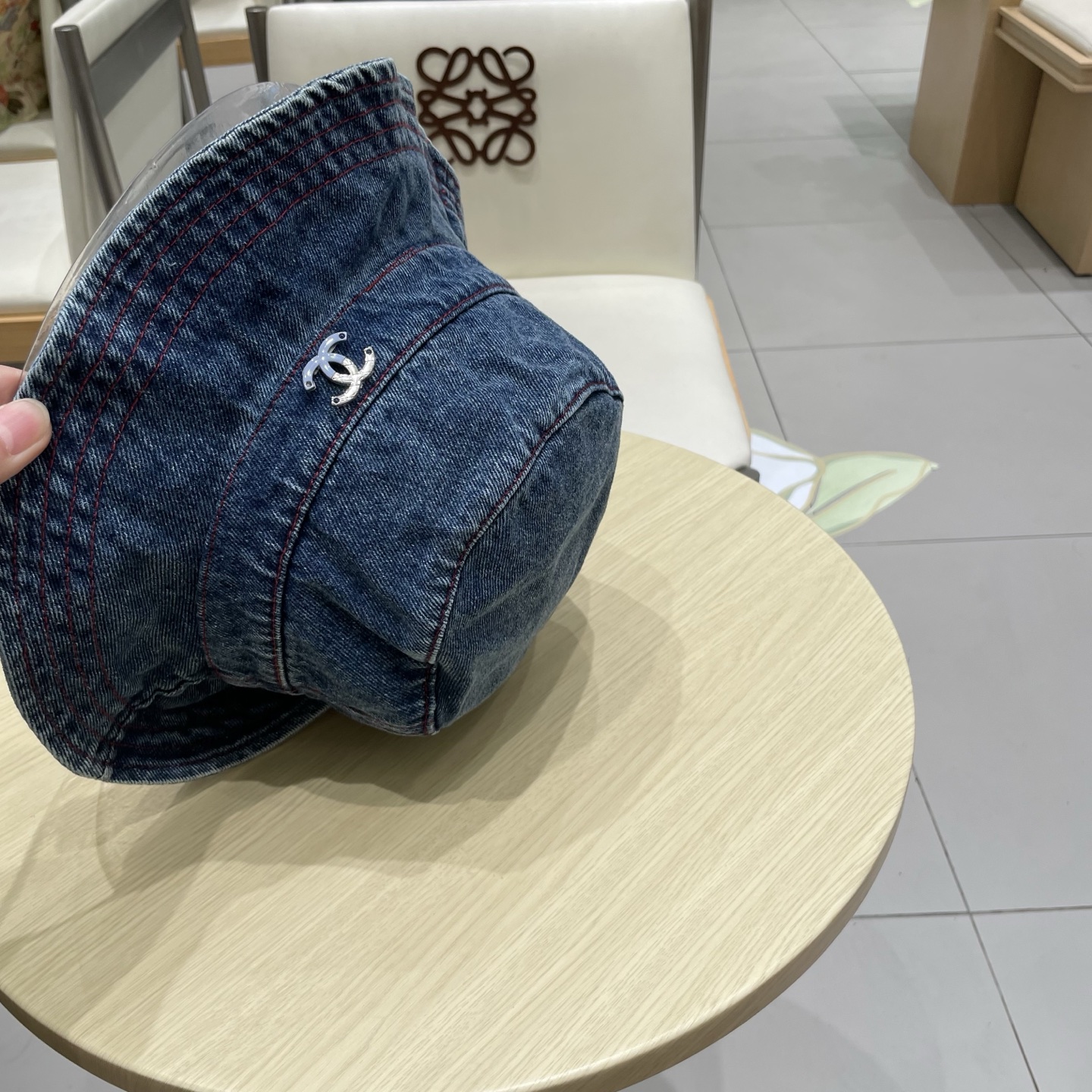  chanel香奈儿蓝色牛仔登山帽渔夫帽女夏季新款大头围防晒帽遮阳帽户外百搭盆帽