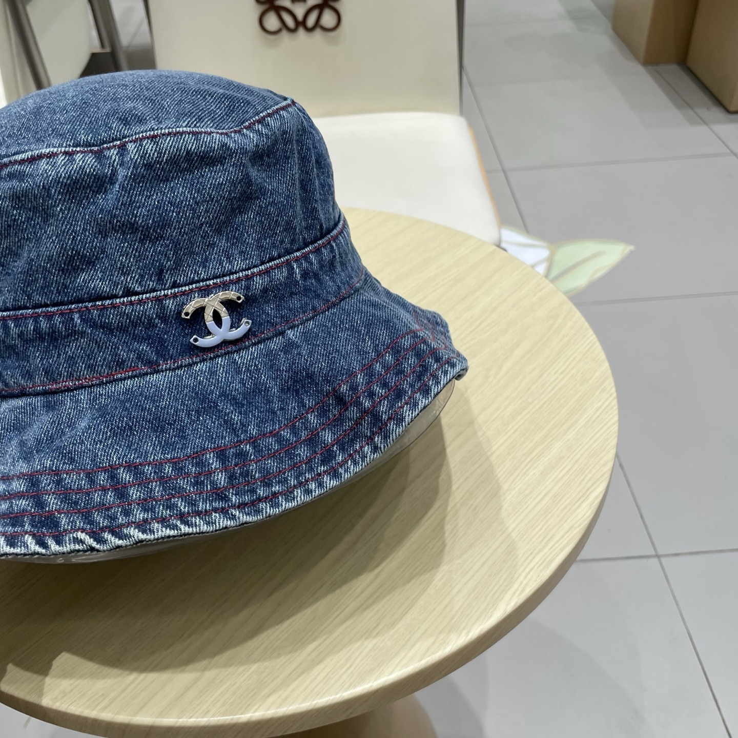  chanel香奈儿蓝色牛仔登山帽渔夫帽女夏季新款大头围防晒帽遮阳帽户外百搭盆帽