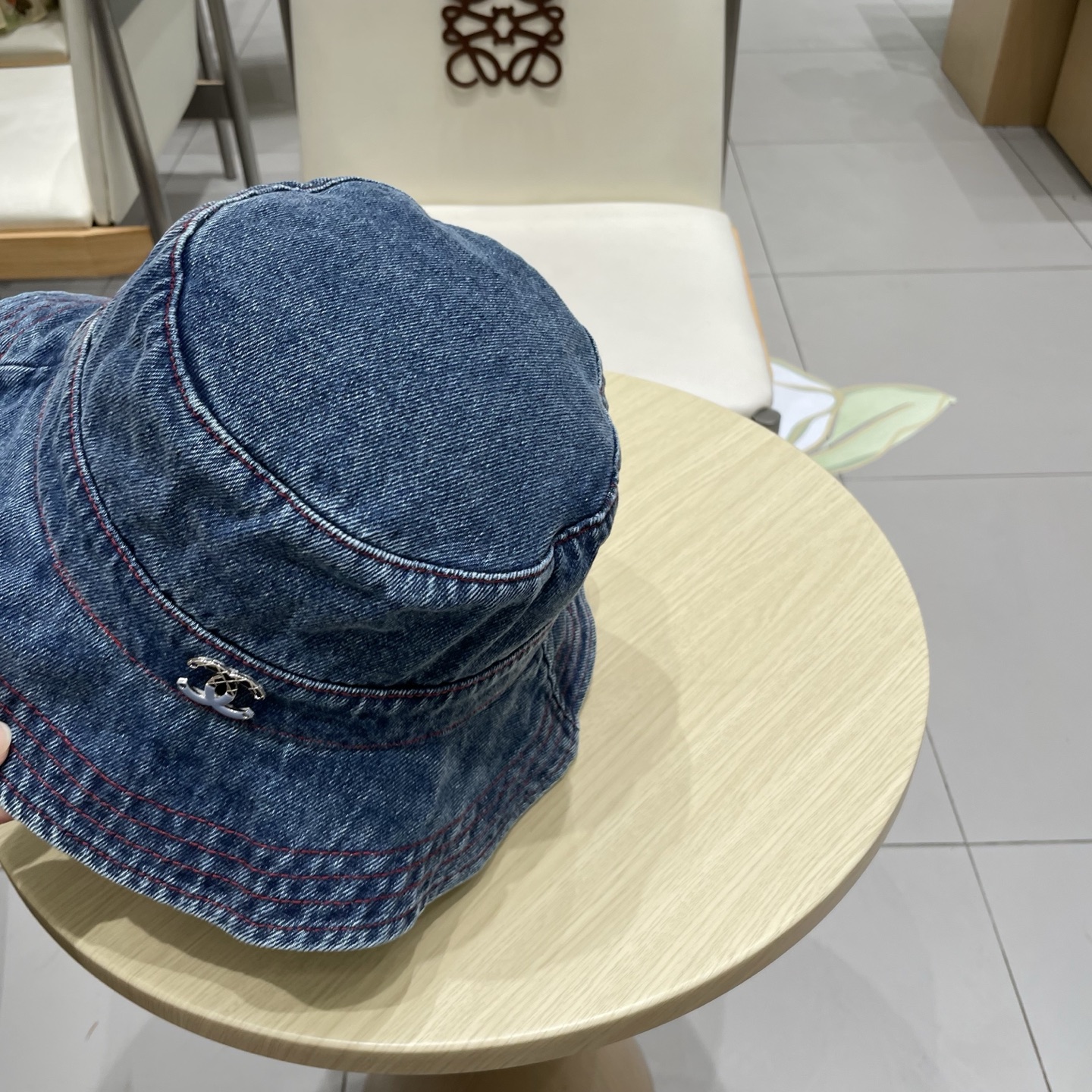  chanel香奈儿蓝色牛仔登山帽渔夫帽女夏季新款大头围防晒帽遮阳帽户外百搭盆帽