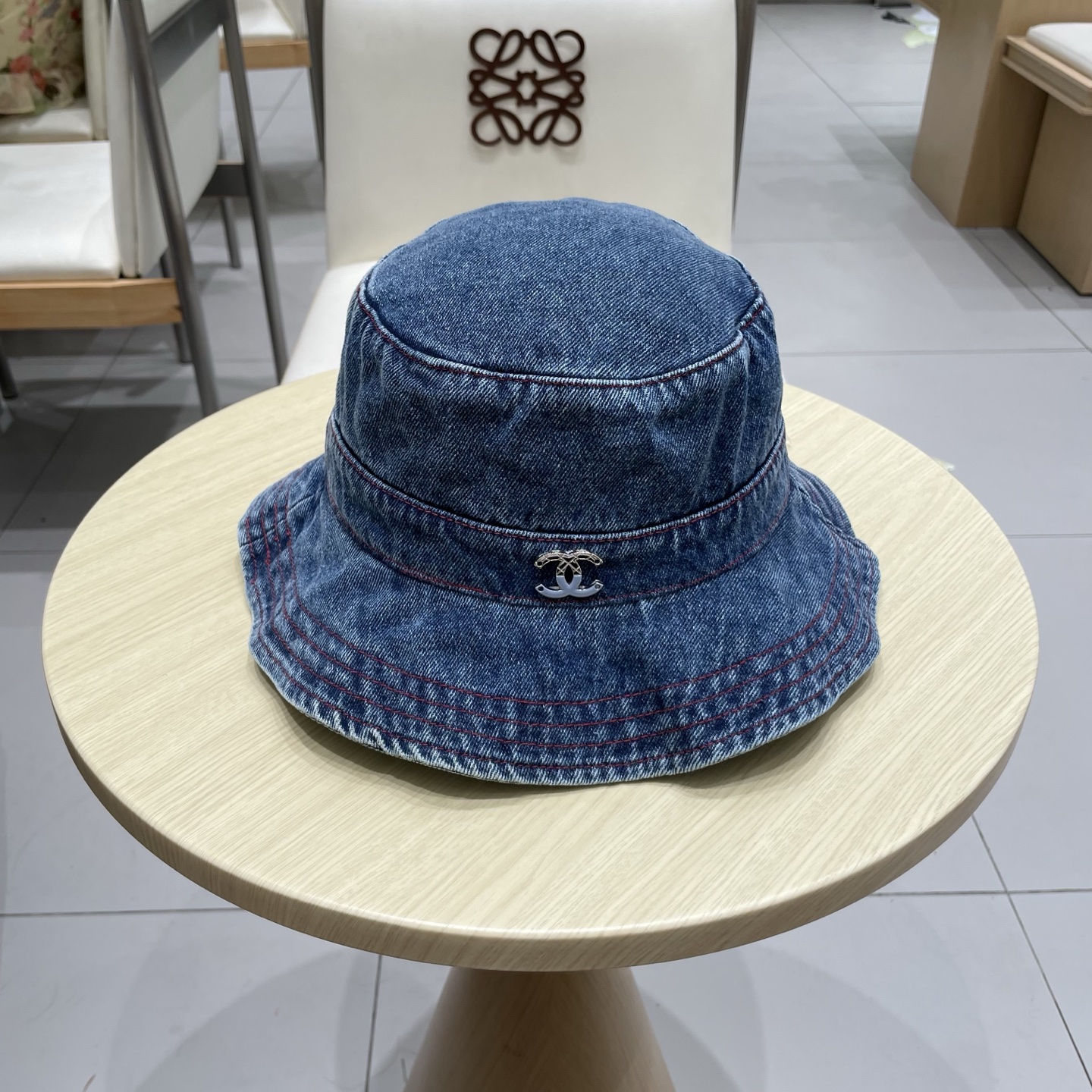  chanel香奈儿蓝色牛仔登山帽渔夫帽女夏季新款大头围防晒帽遮阳帽户外百搭盆帽