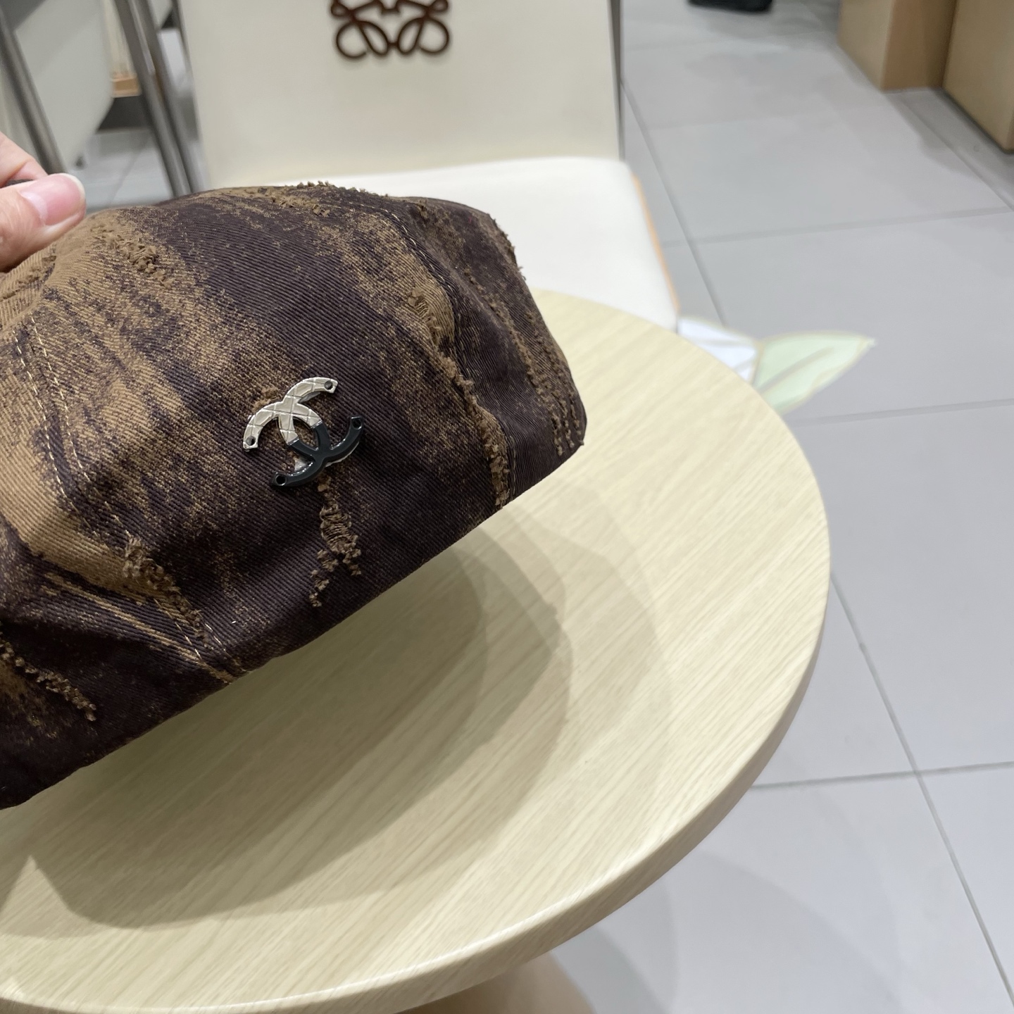  chanel香奈儿秋款蓓蕾帽高品质复古设计小众文艺泼墨画家帽个性破洞做旧蓓蕾报童帽