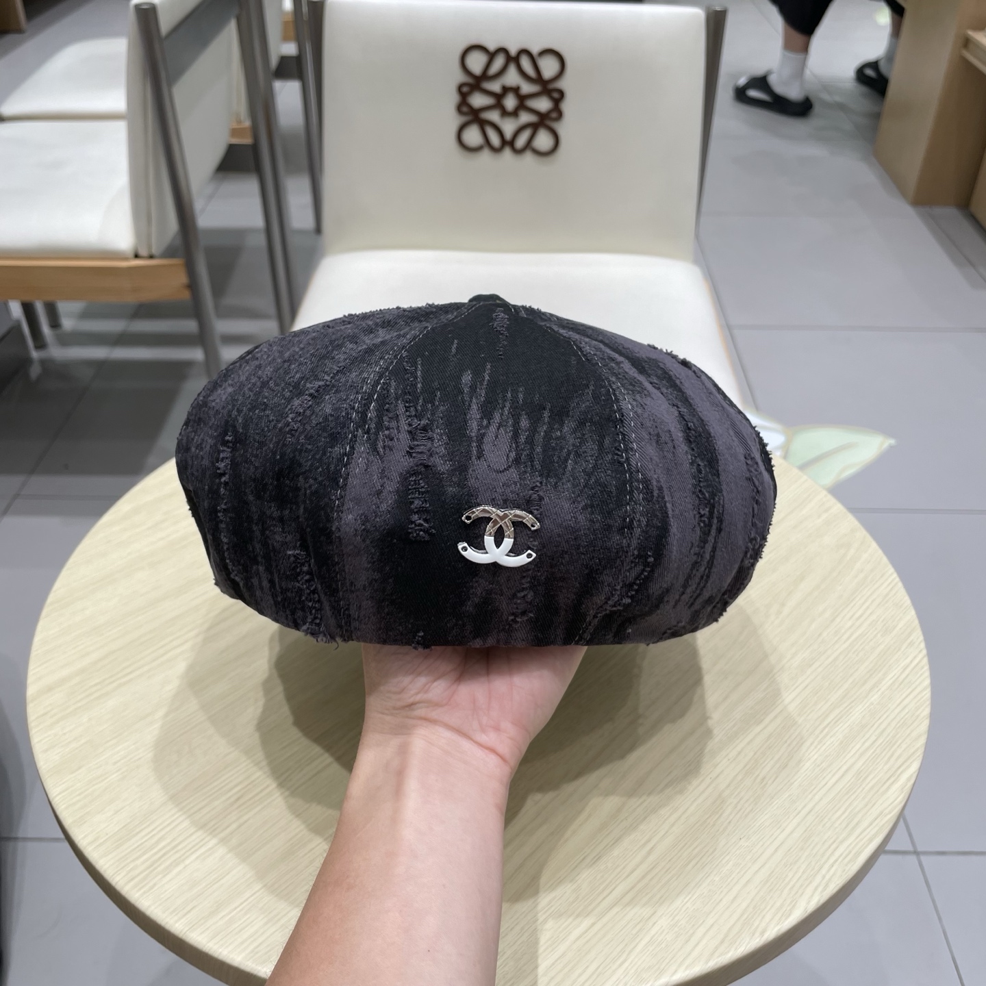  chanel香奈儿秋款蓓蕾帽高品质复古设计小众文艺泼墨画家帽个性破洞做旧蓓蕾报童帽