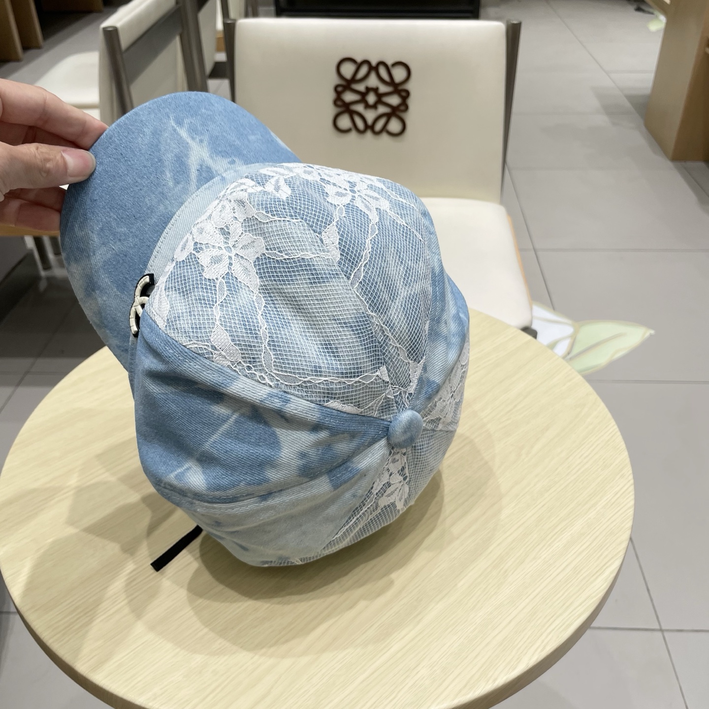  chanel香奈儿 渐变牛仔蕾丝拼接贝雷帽子女士时尚优雅品质潮流休闲八角帽薄款