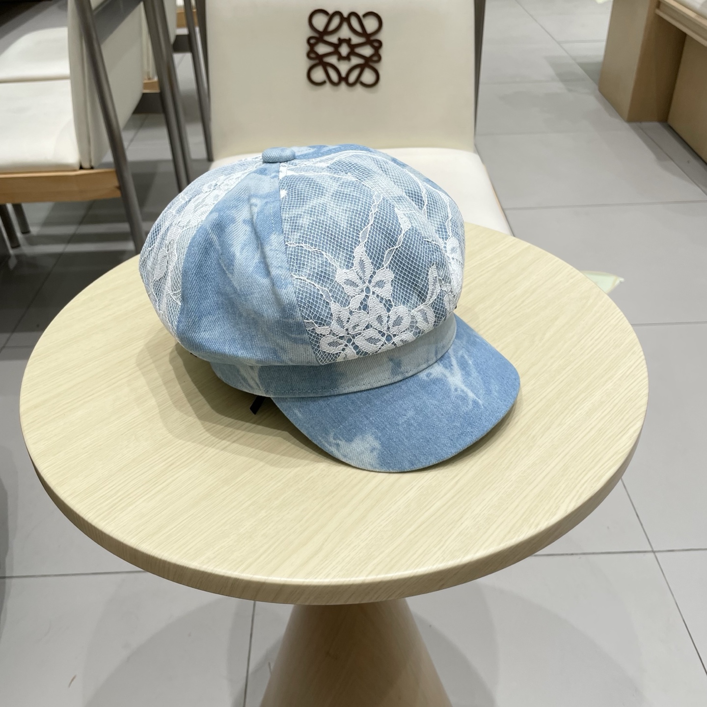  chanel香奈儿 渐变牛仔蕾丝拼接贝雷帽子女士时尚优雅品质潮流休闲八角帽薄款