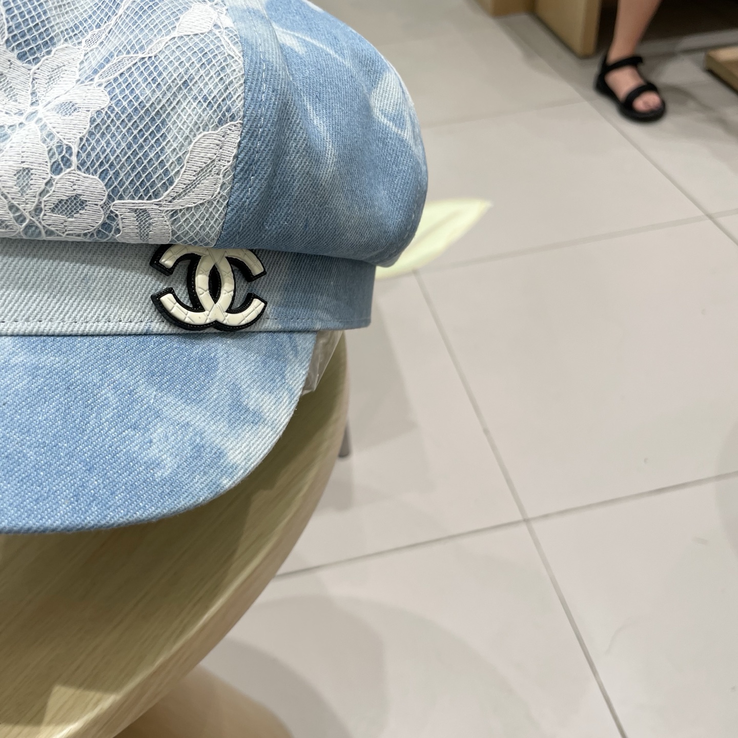  chanel香奈儿 渐变牛仔蕾丝拼接贝雷帽子女士时尚优雅品质潮流休闲八角帽薄款