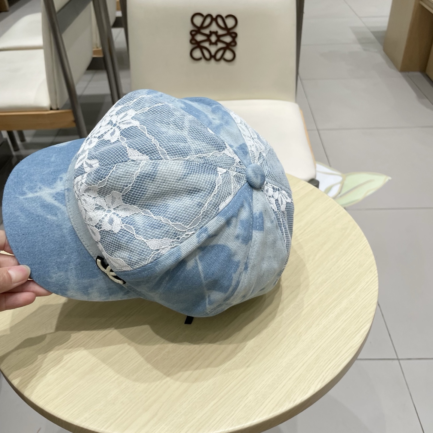  chanel香奈儿 渐变牛仔蕾丝拼接贝雷帽子女士时尚优雅品质潮流休闲八角帽薄款