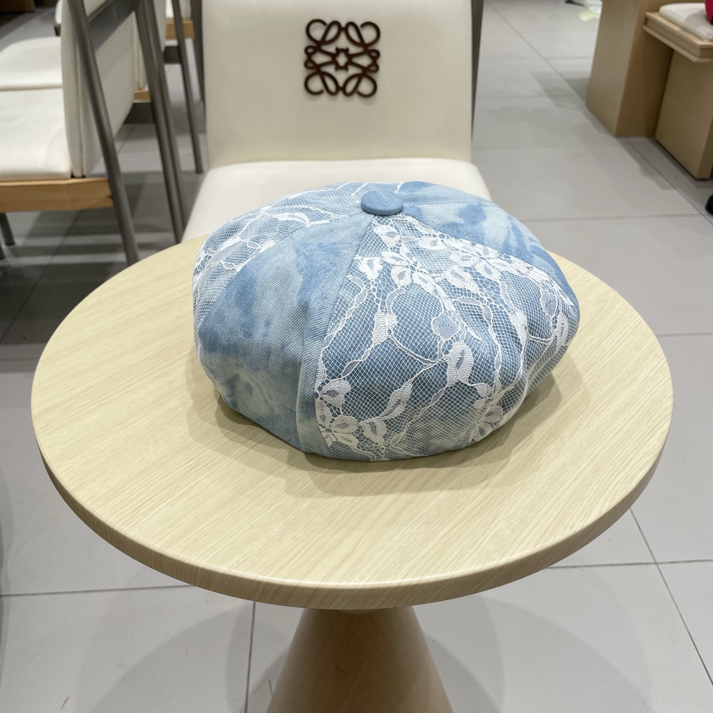  chanel香奈儿 渐变牛仔蕾丝拼接贝雷帽子女士时尚优雅品质潮流休闲八角帽薄款