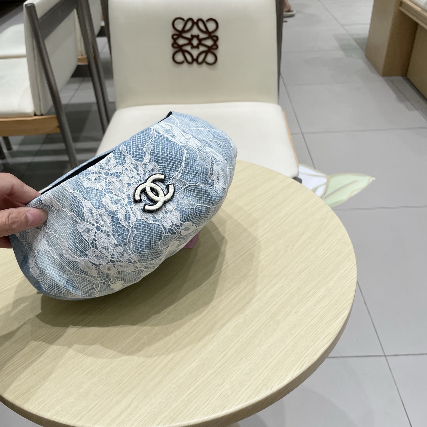  chanel香奈儿 渐变牛仔蕾丝拼接贝雷帽子女士时尚优雅品质潮流休闲八角帽薄款