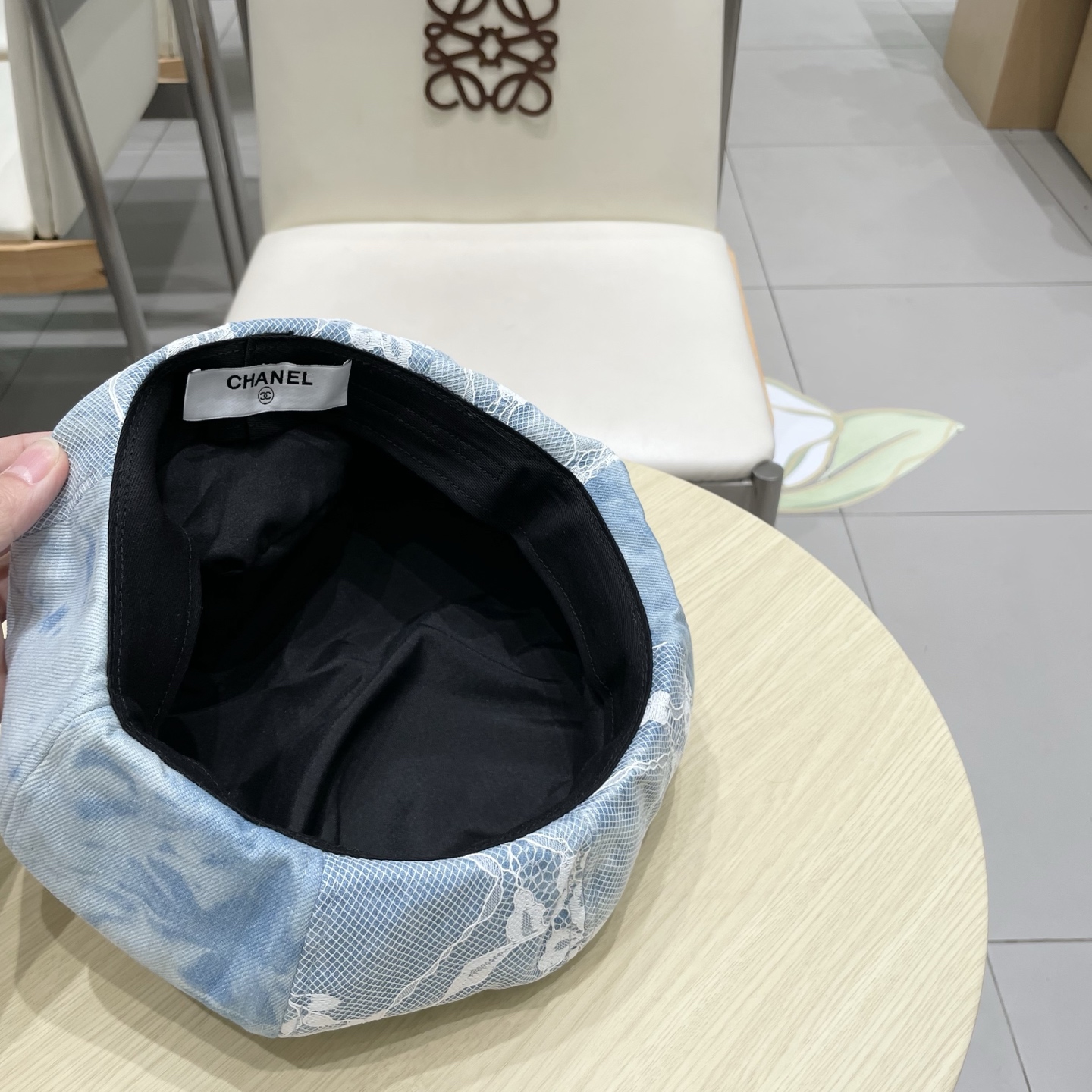  chanel香奈儿 渐变牛仔蕾丝拼接贝雷帽子女士时尚优雅品质潮流休闲八角帽薄款