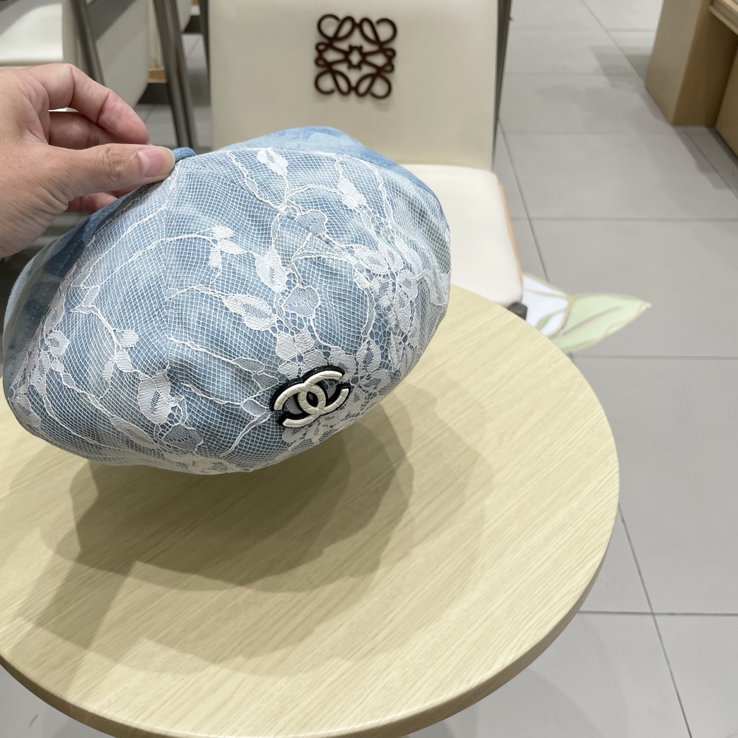  chanel香奈儿 渐变牛仔蕾丝拼接贝雷帽子女士时尚优雅品质潮流休闲八角帽薄款