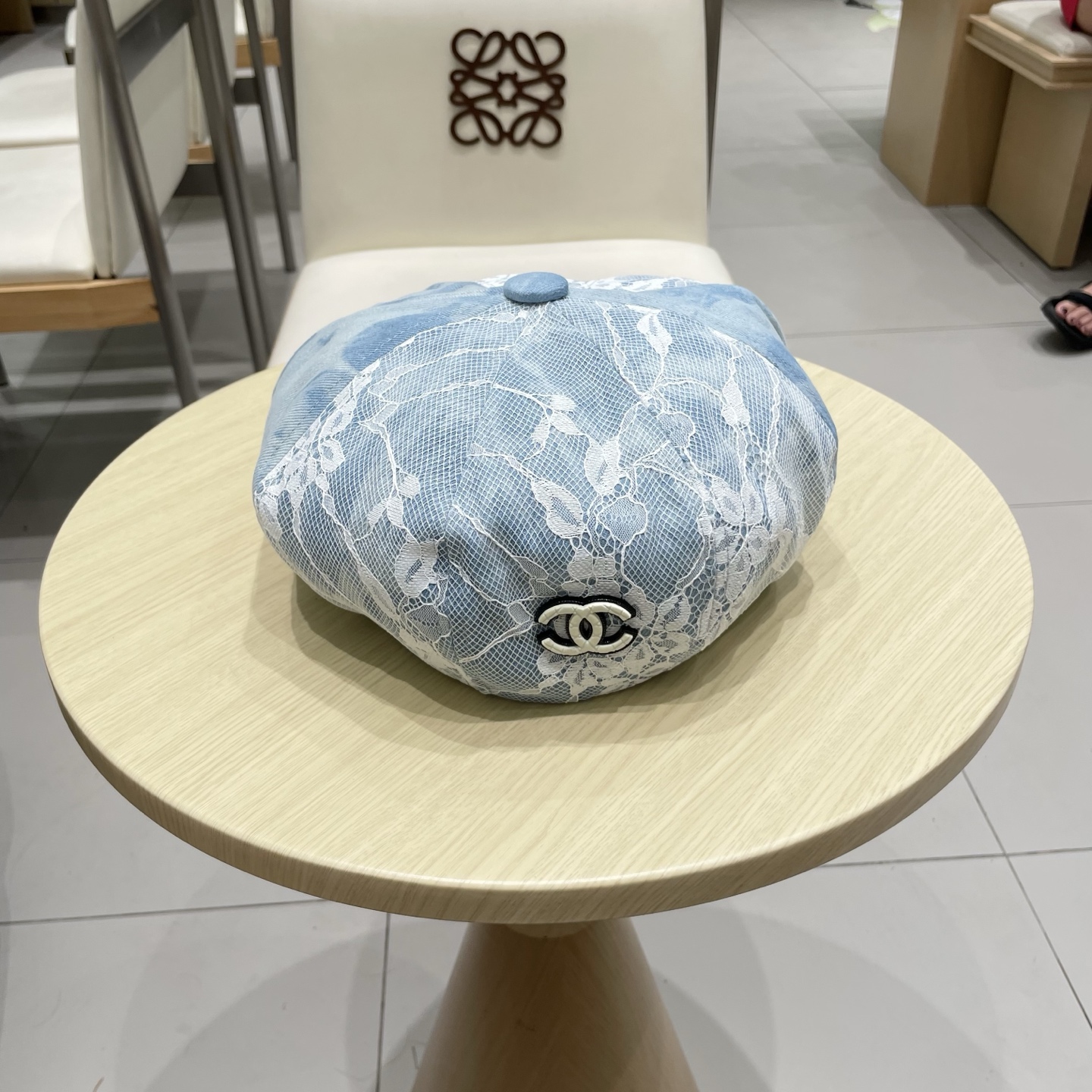  chanel香奈儿 渐变牛仔蕾丝拼接贝雷帽子女士时尚优雅品质潮流休闲八角帽薄款