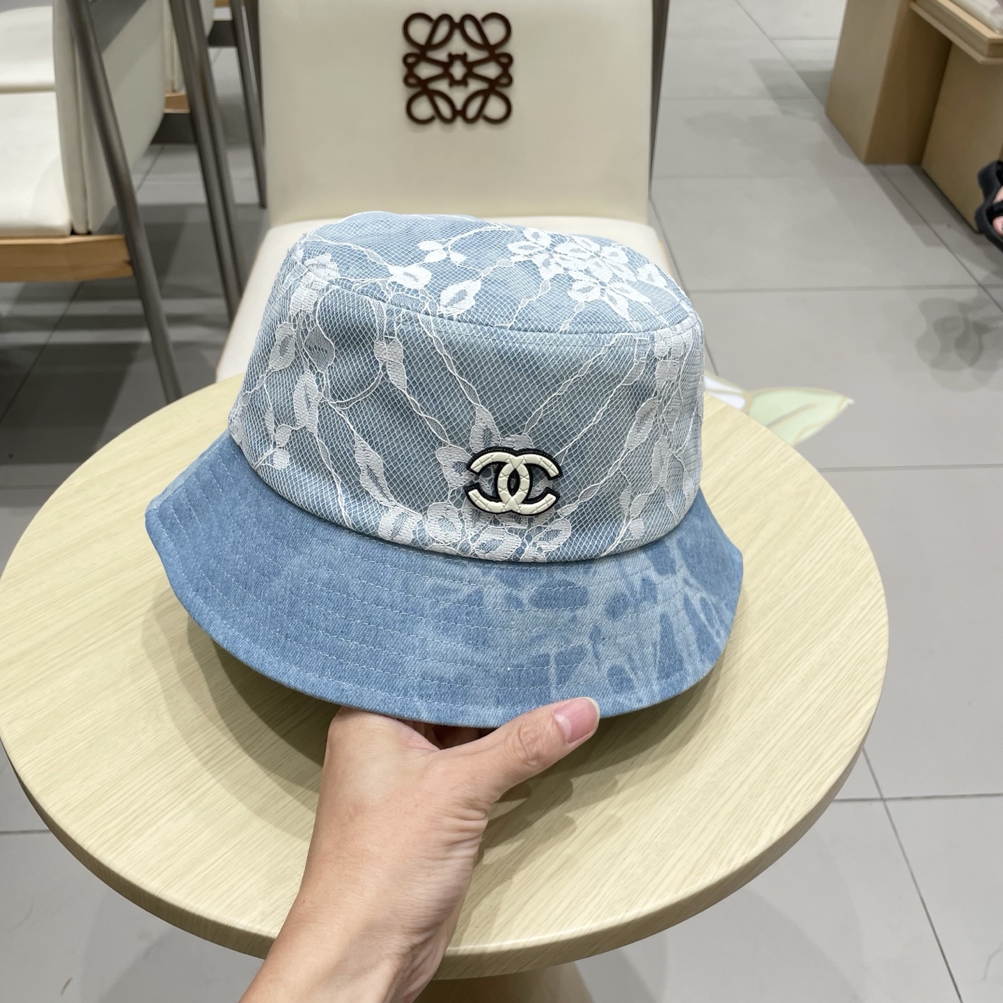  chanel香奈儿 渐变牛仔蕾丝拼接贝雷帽子女士时尚优雅品质潮流休闲八角帽薄款