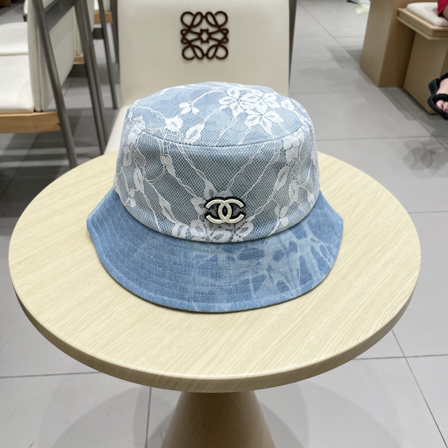  chanel香奈儿 渐变牛仔蕾丝拼接贝雷帽子女士时尚优雅品质潮流休闲八角帽薄款