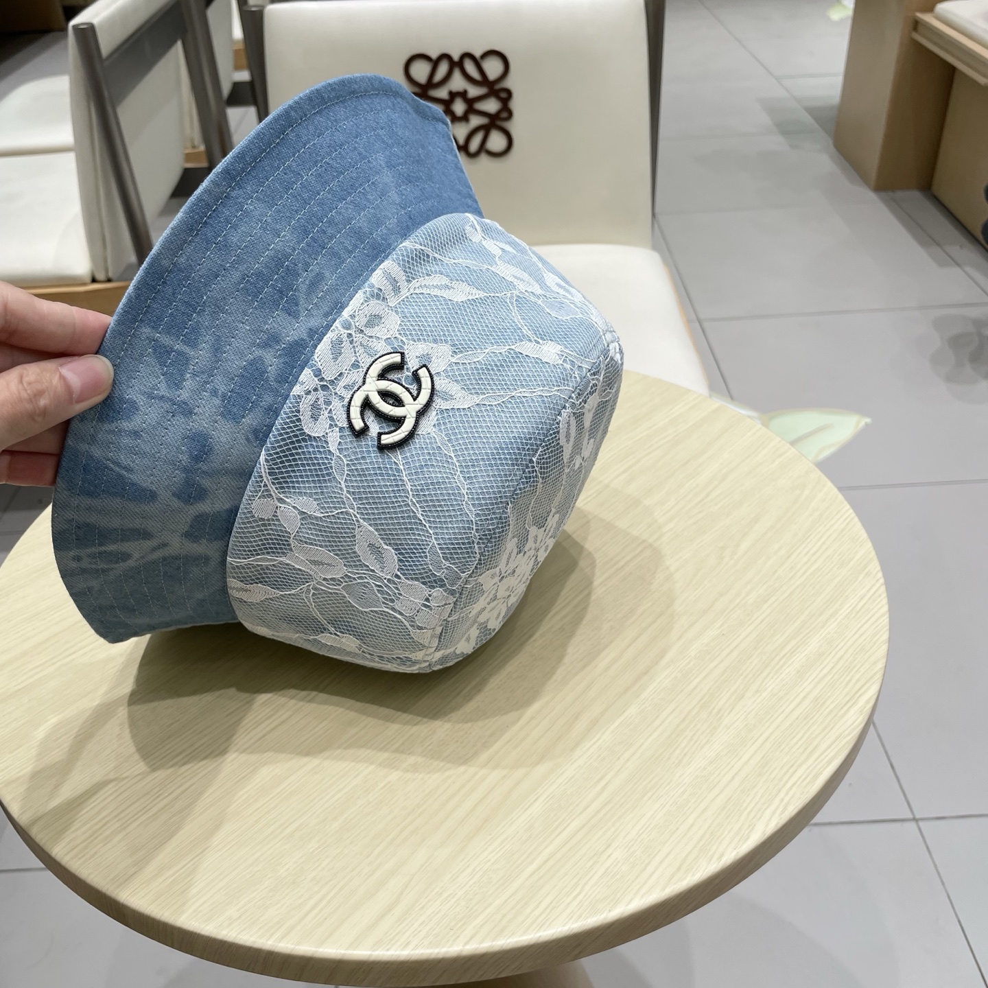  chanel香奈儿 渐变牛仔蕾丝拼接贝雷帽子女士时尚优雅品质潮流休闲八角帽薄款