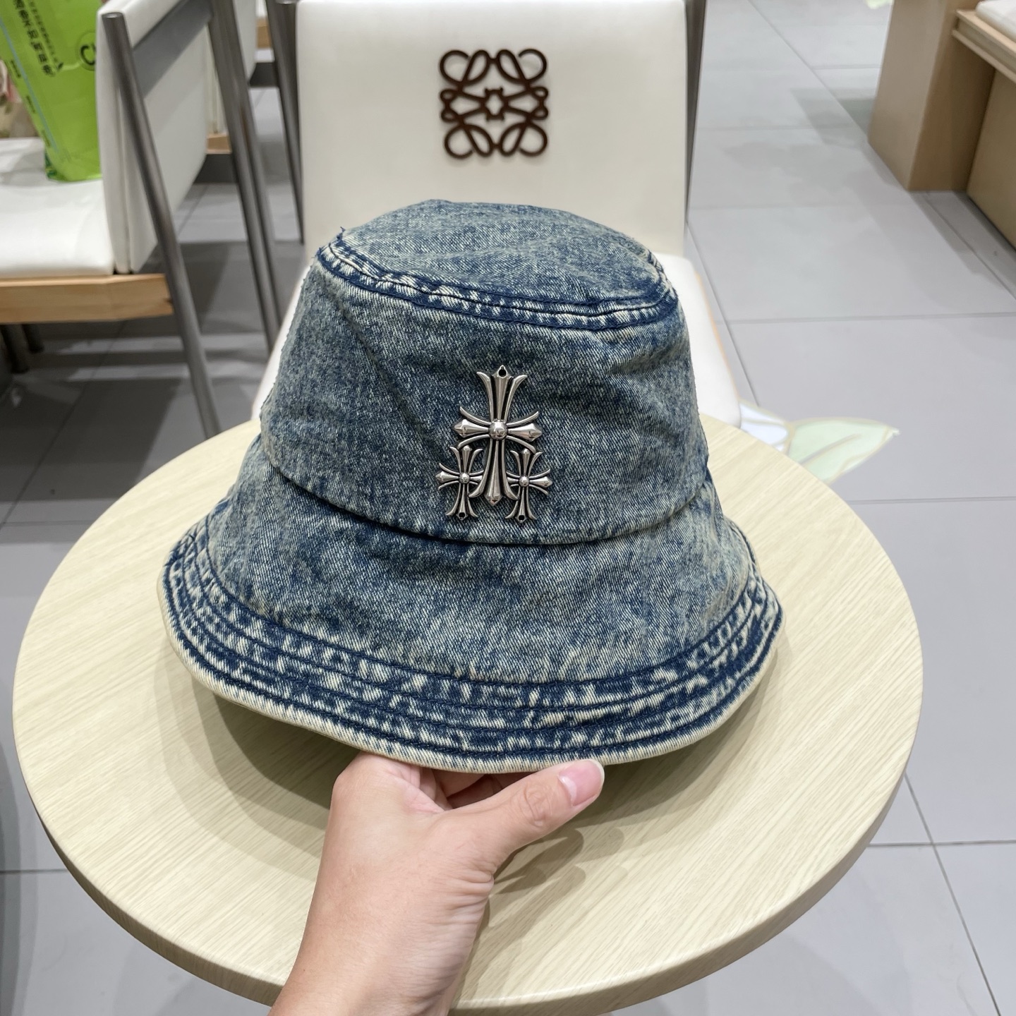  Chrome Hearts 克罗心💓2025秋新款复古水洗做旧牛仔盆帽渔夫帽户外遮阳帽软牛仔渔夫帽