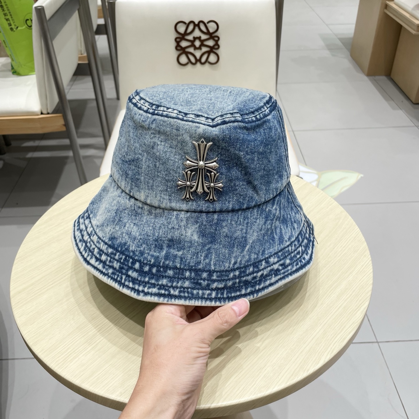  Chrome Hearts 克罗心💓2025秋新款复古水洗做旧牛仔盆帽渔夫帽户外遮阳帽软牛仔渔夫帽