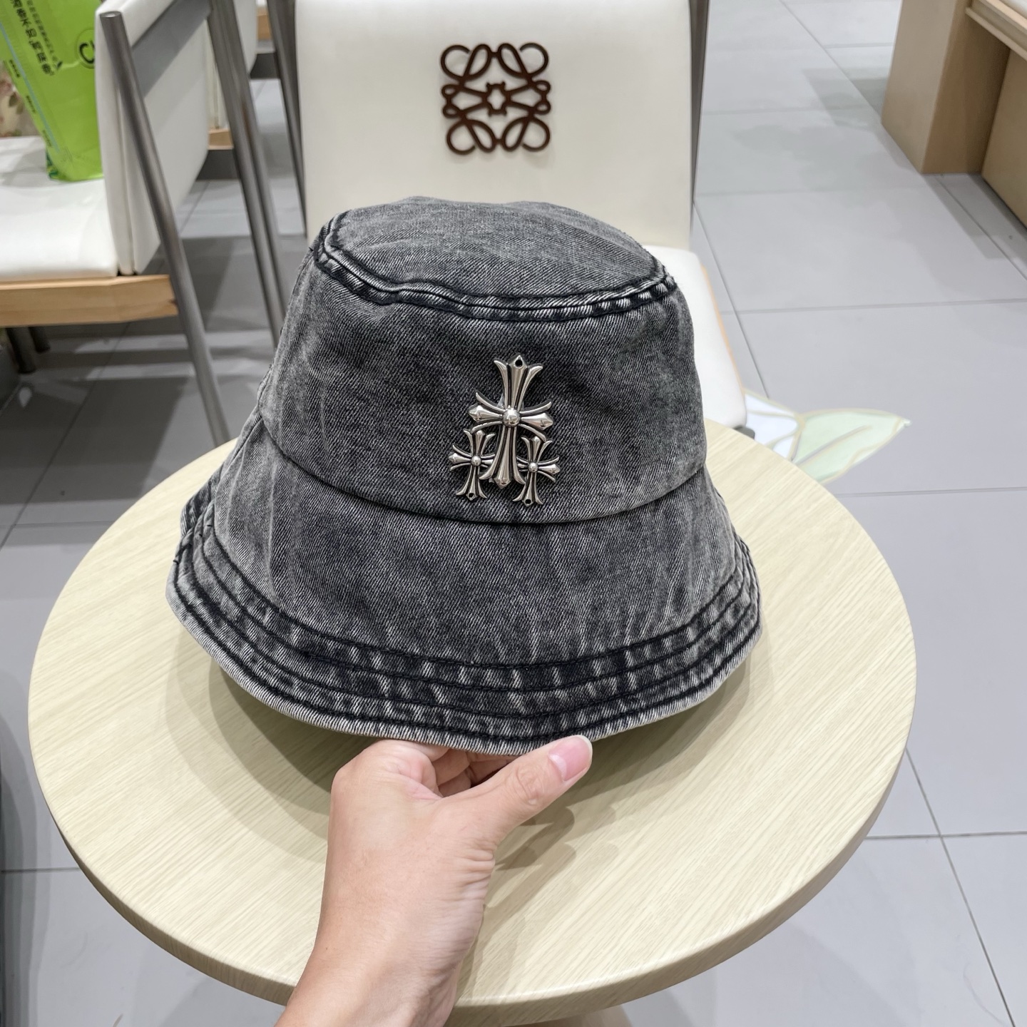  Chrome Hearts 克罗心💓2025秋新款复古水洗做旧牛仔盆帽渔夫帽户外遮阳帽软牛仔渔夫帽