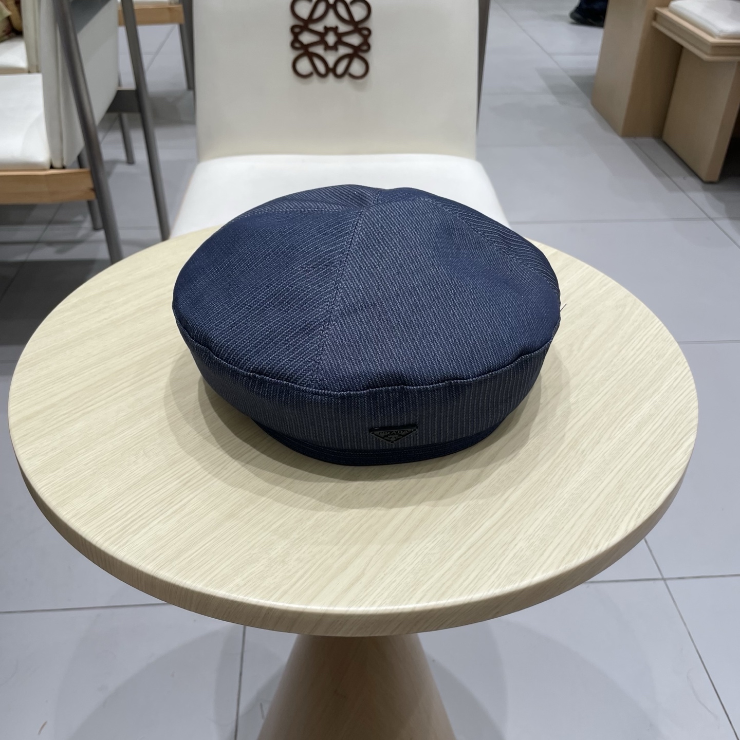  PRADA普拉达三角标贝雷帽，牛仔贝雷帽，头围57cm