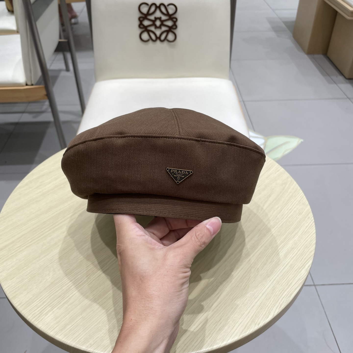  PRADA普拉达三角标贝雷帽，牛仔贝雷帽，头围57cm  PRADA普拉达三角标贝雷帽，牛仔贝雷帽，头