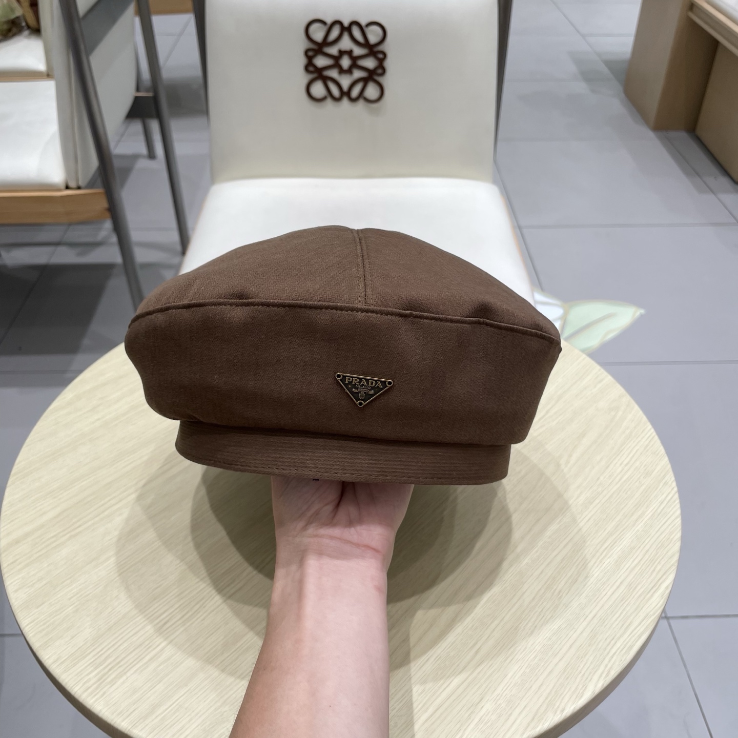  PRADA普拉达三角标贝雷帽，牛仔贝雷帽，头围57cm  PRADA普拉达三角标贝雷帽，牛仔贝雷帽，头