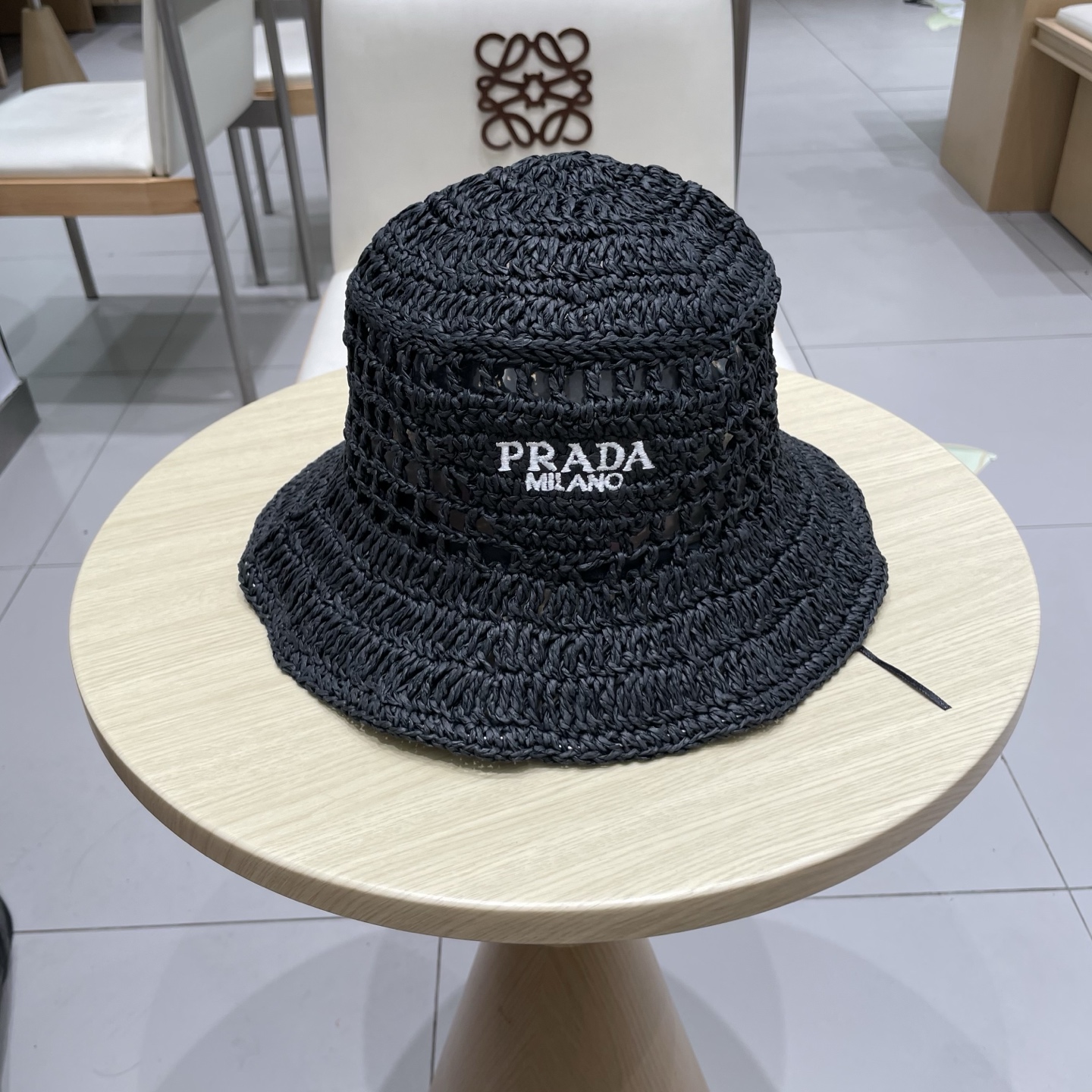  PRADA普拉达草帽，渔夫帽，手工编织，2025官方新款，刺绣logo  